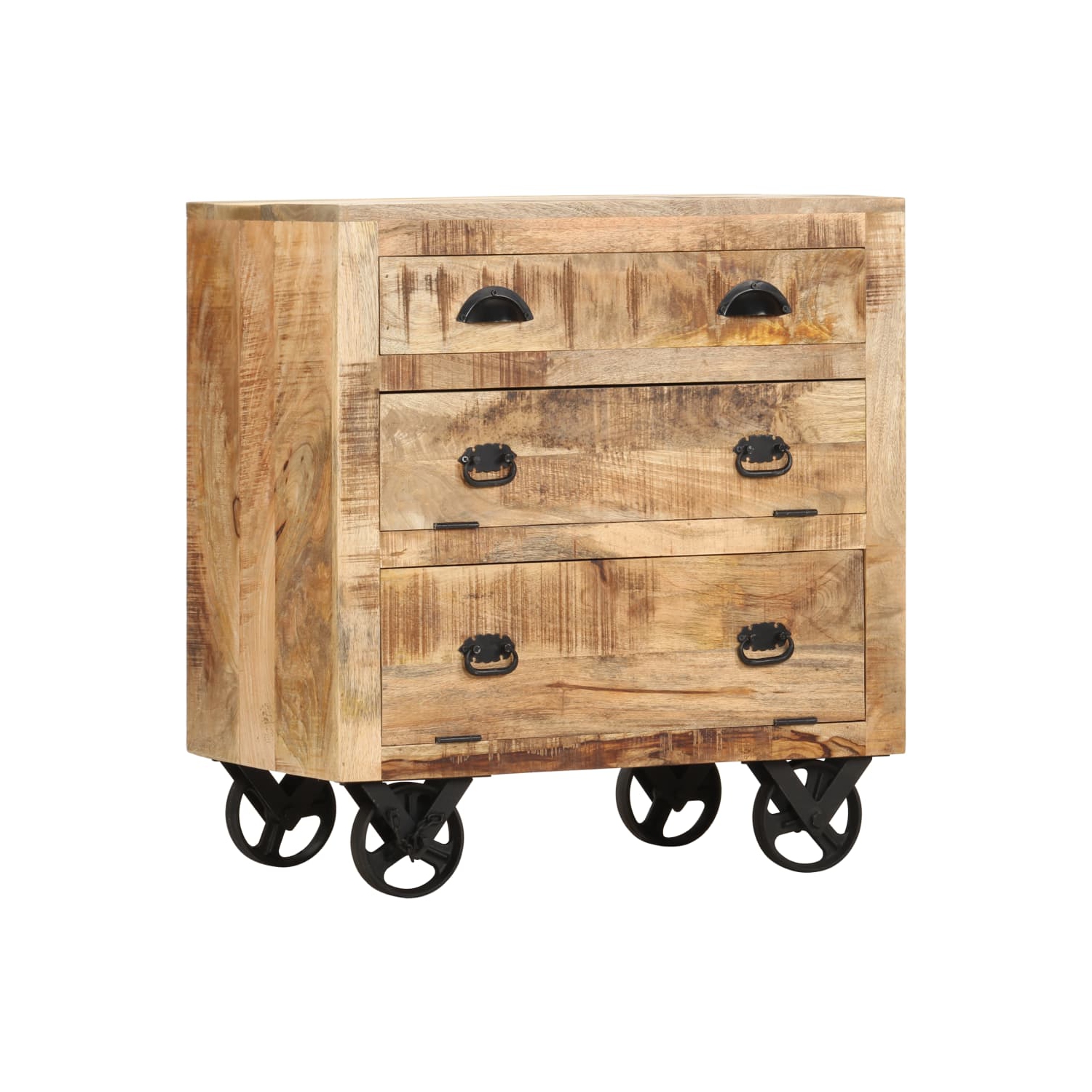vidaXL Side Cabinet with Wheel 27.6"x15.7"x29.5" Solid Mango Wood