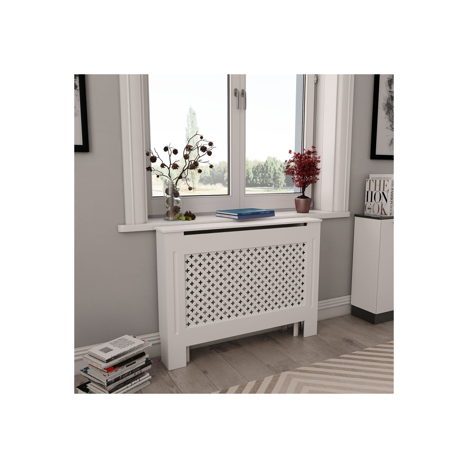 Couvercles de radiateur VidaXL 2 pièces, blanc, 44.1 x 7,5 x 32.1 po, en MDF
