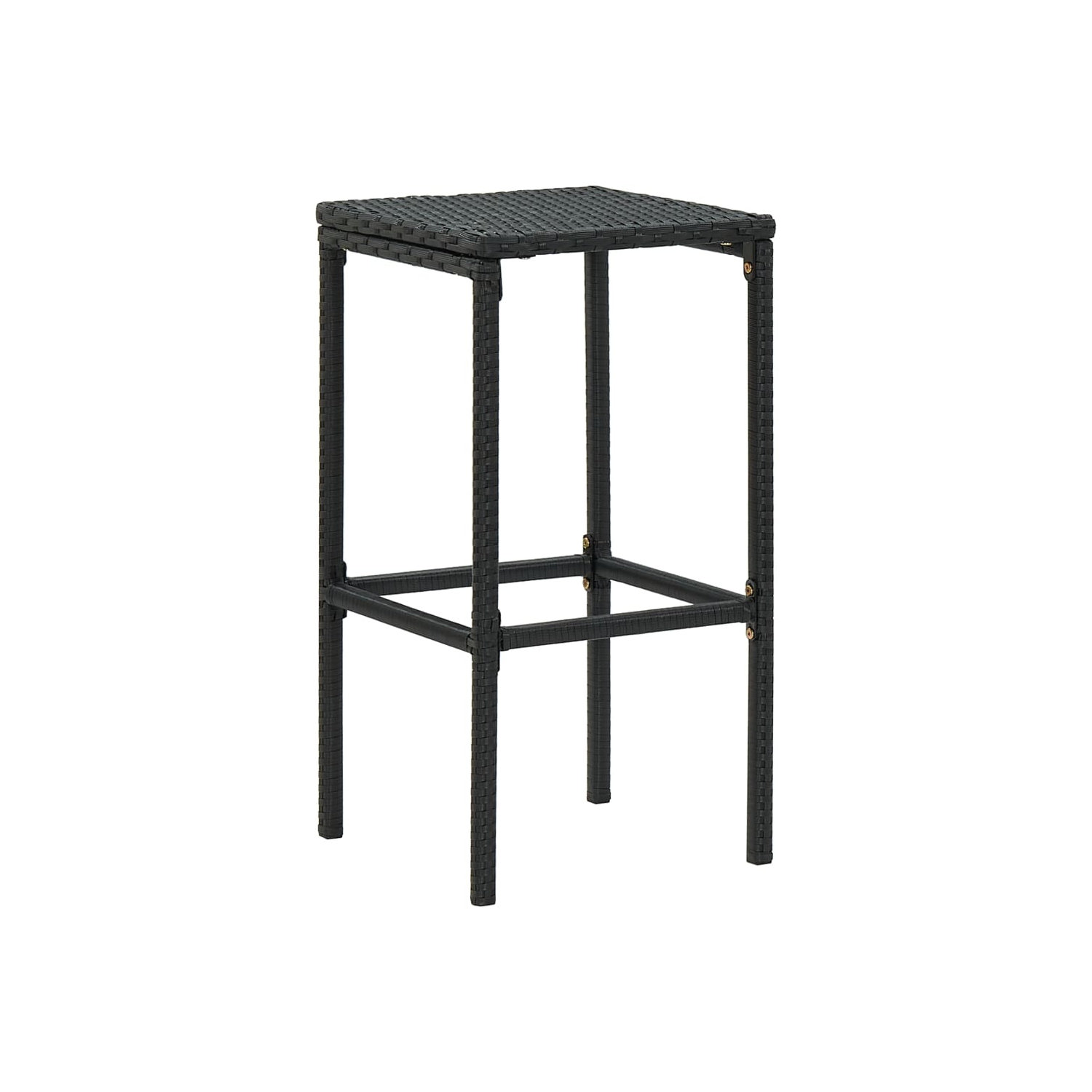 vidaXL Bar Stools with Cushions 2 pcs Black Poly Rattan