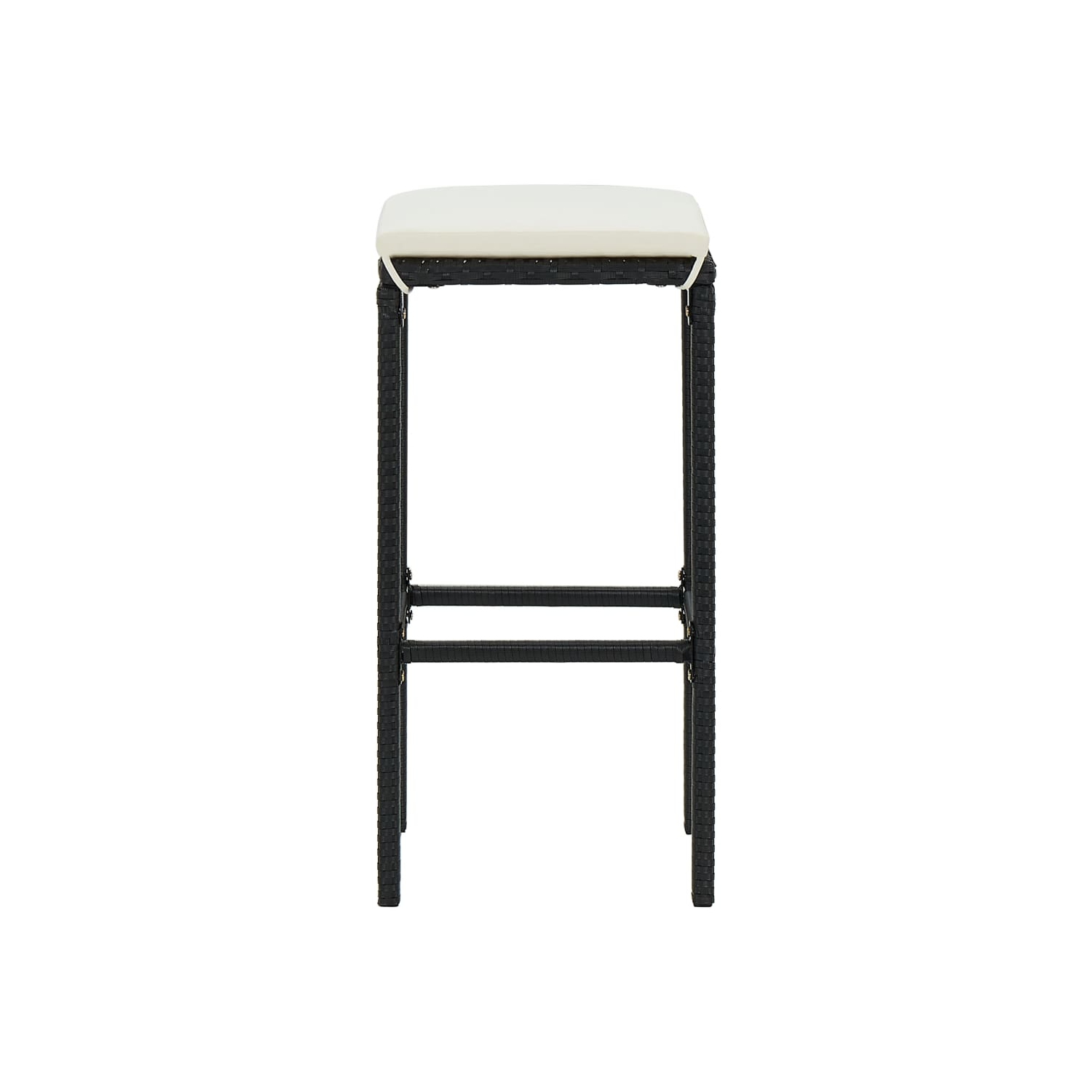 vidaXL Bar Stools with Cushions 2 pcs Black Poly Rattan