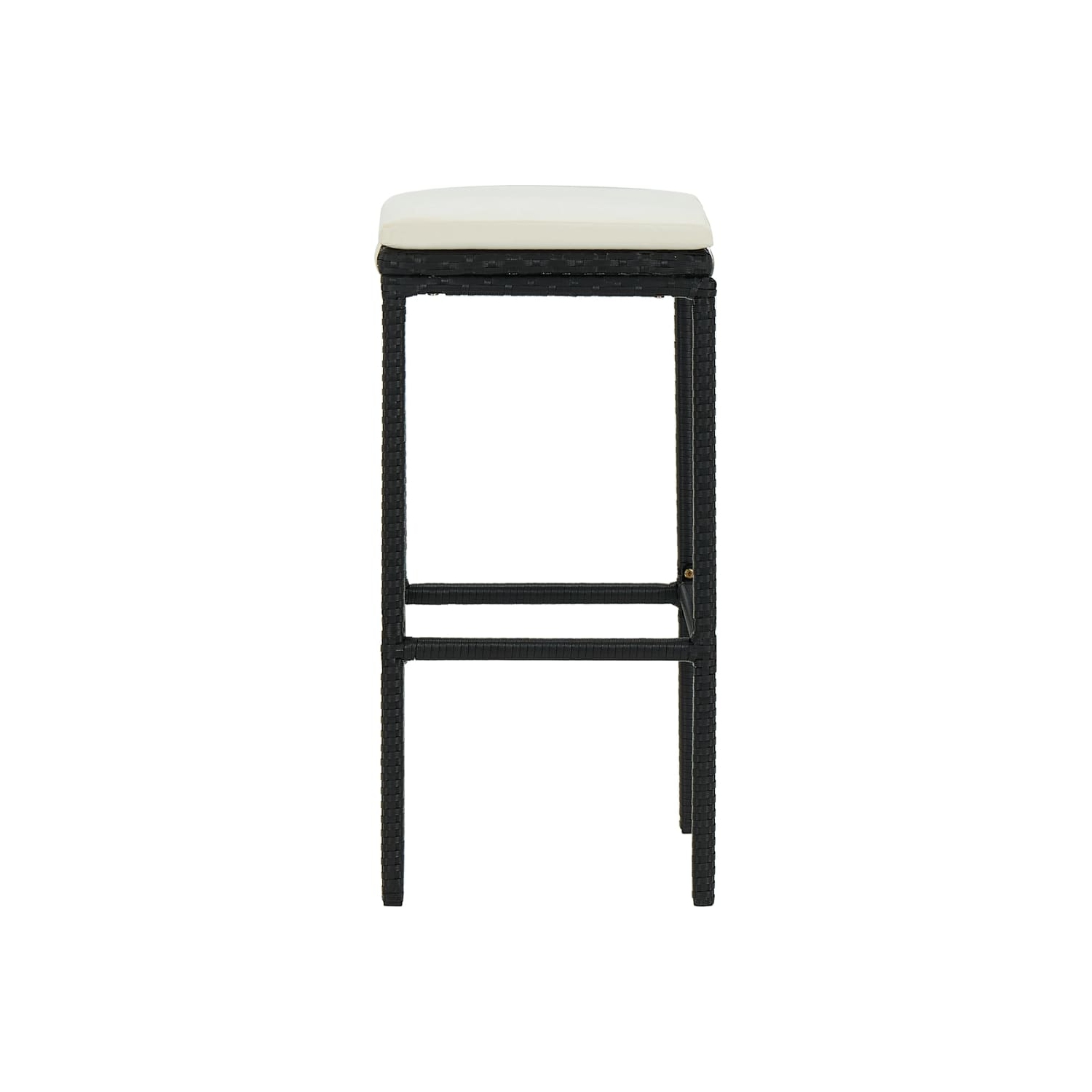 vidaXL Bar Stools with Cushions 2 pcs Black Poly Rattan