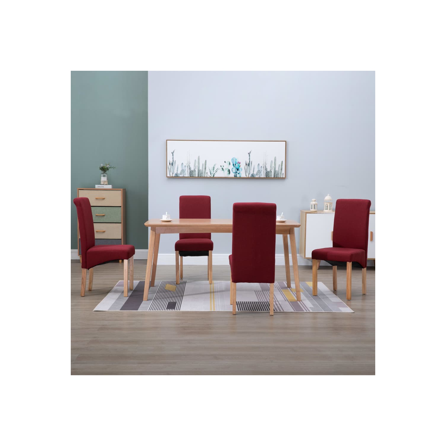 vidaXL Dining Chairs 4 pcs Red Fabric