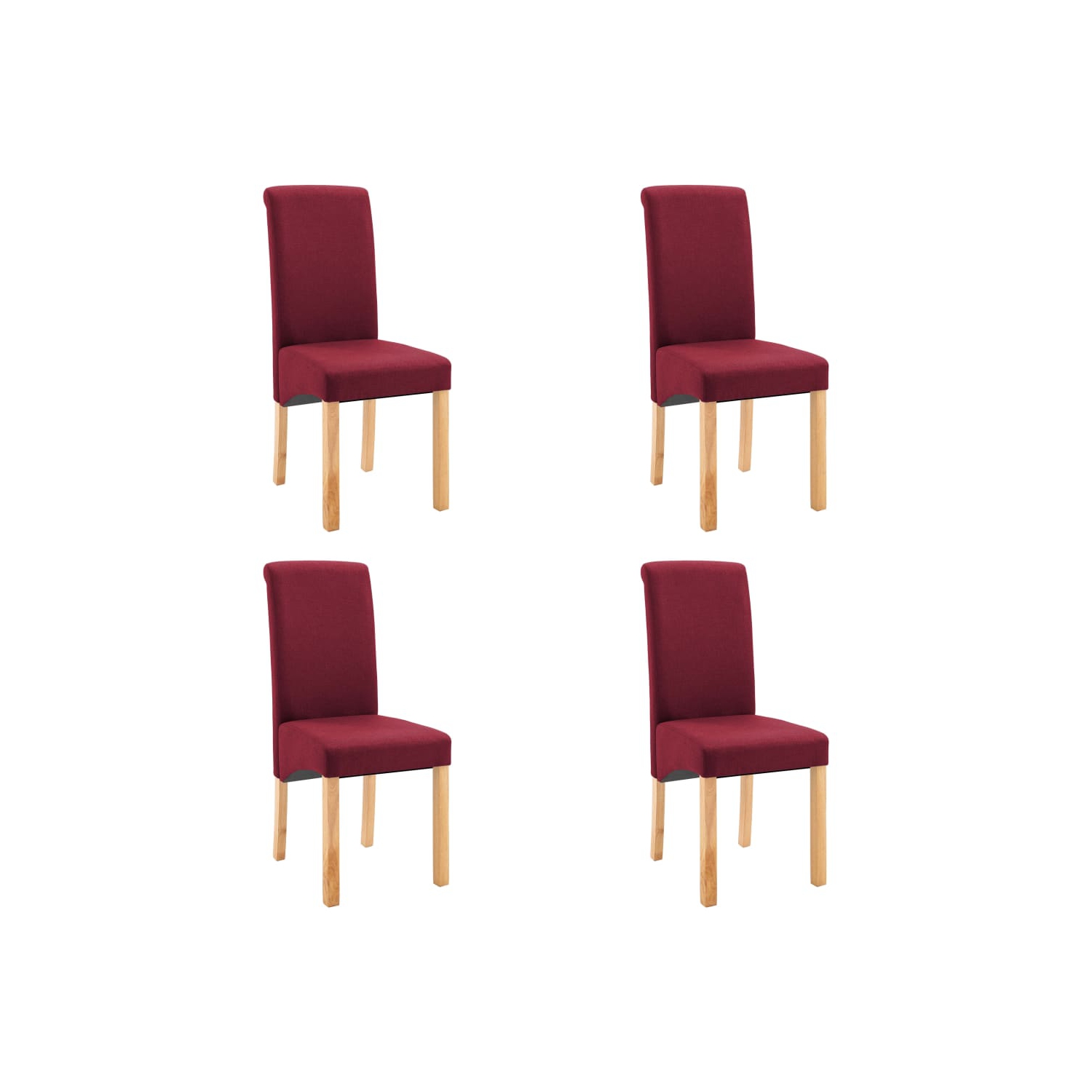 vidaXL Dining Chairs 4 pcs Red Fabric
