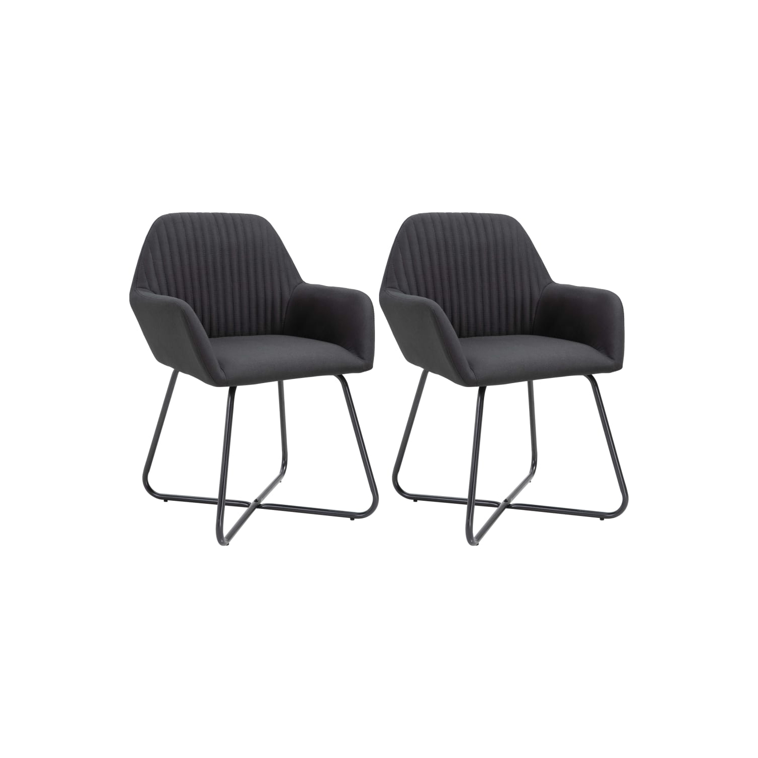 vidaXL Dining Chairs 2 pcs Black Fabric