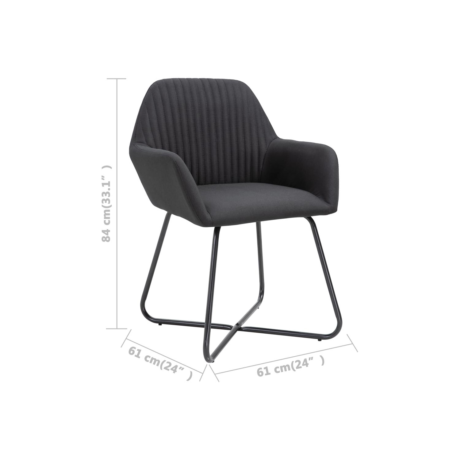 vidaXL Dining Chairs 2 pcs Black Fabric