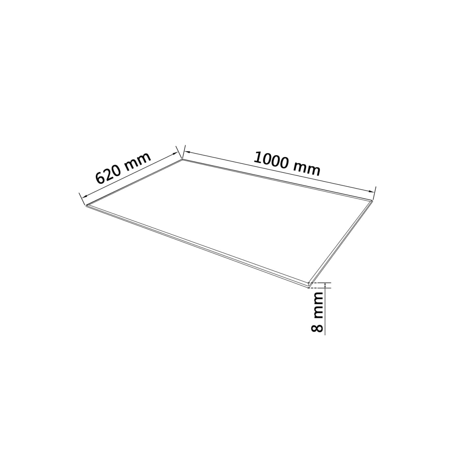 vidaXL Table Top Tempered Glass Rectangular 39.4"x24.4"