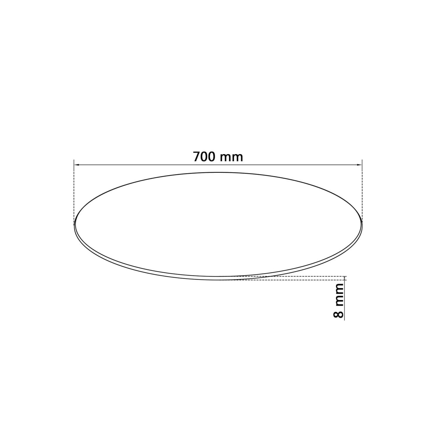 vidaXL Table Top Tempered Glass Round 27.6"