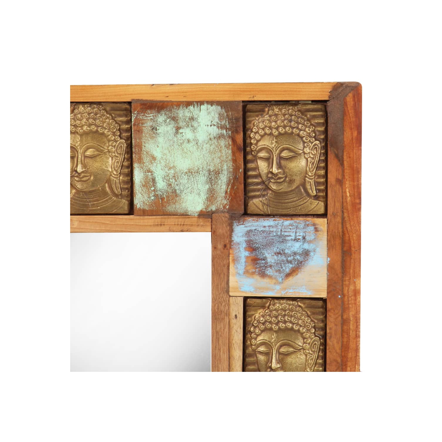 vidaXL Mirror with Buddha Cladding 19.7"x19.7" Solid Reclaimed Wood