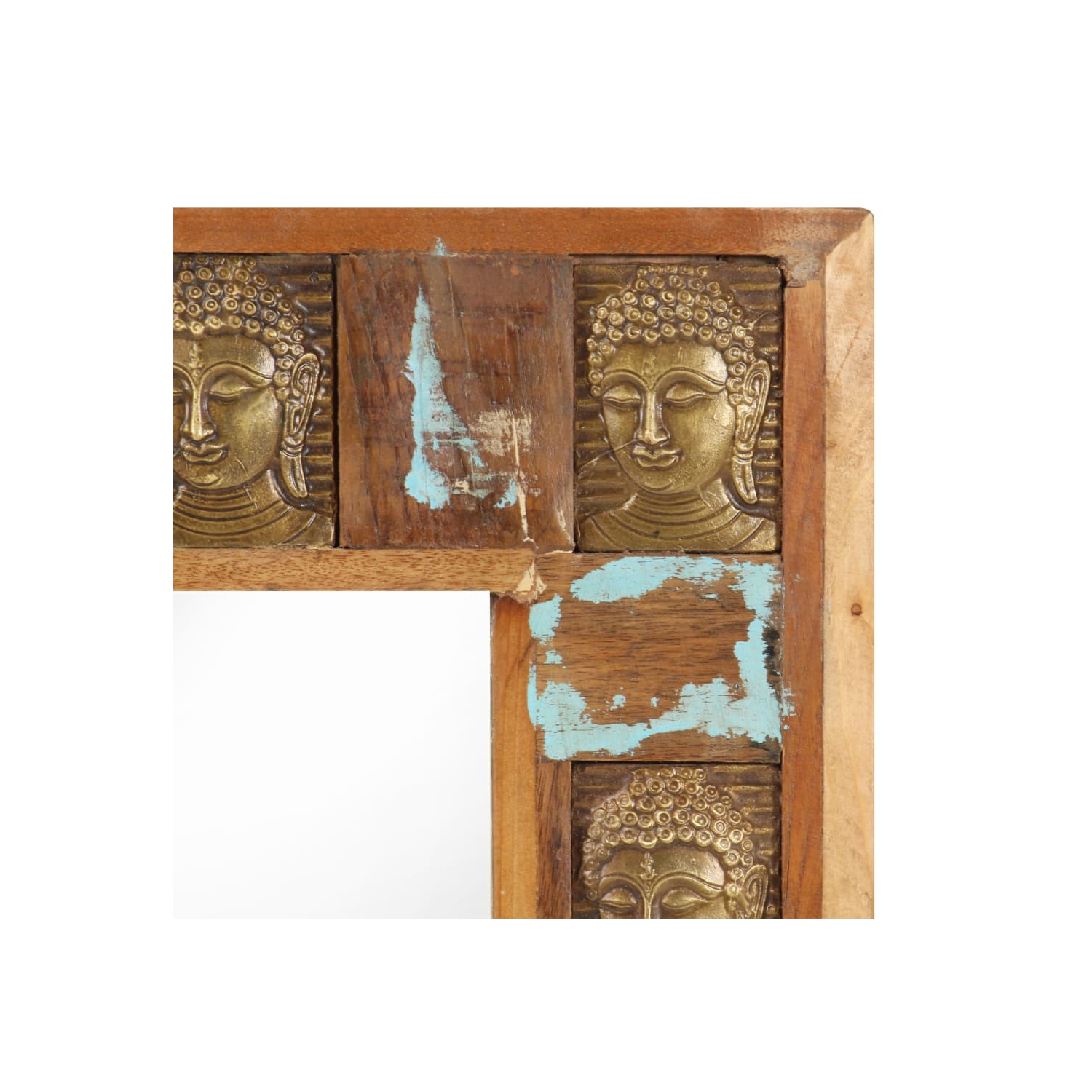 vidaXL Mirror with Buddha Cladding 43.3"x19.7" Solid Reclaimed Wood