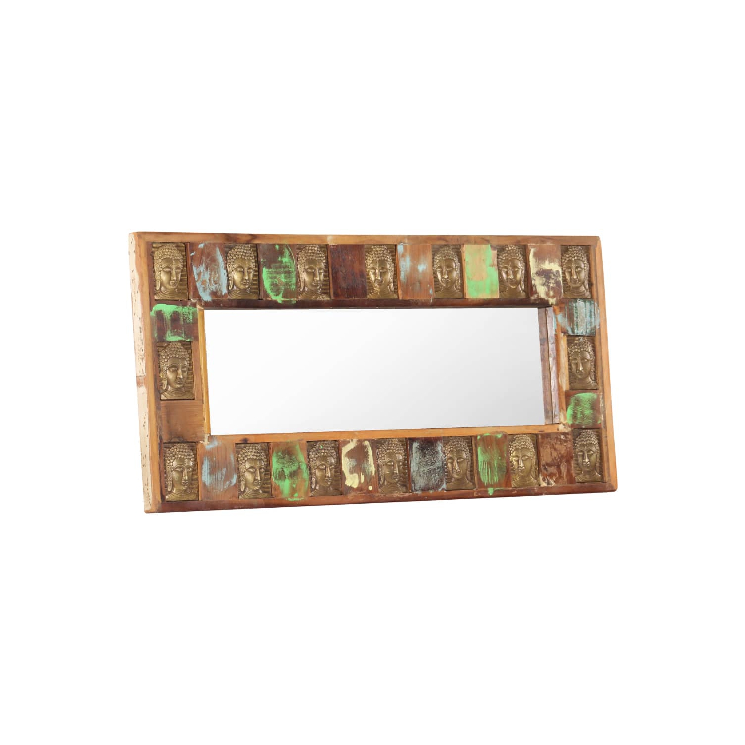 vidaXL Mirror with Buddha Cladding 43.3"x19.7" Solid Reclaimed Wood