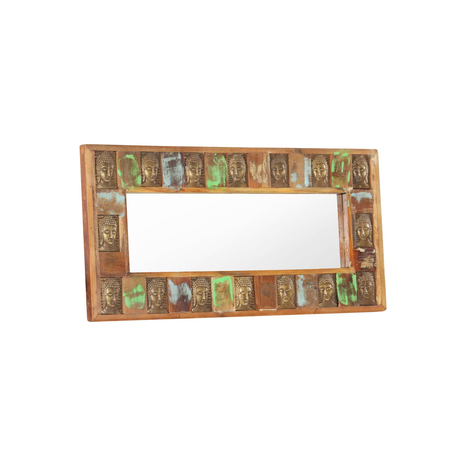 vidaXL Mirror with Buddha Cladding 43.3"x19.7" Solid Reclaimed Wood