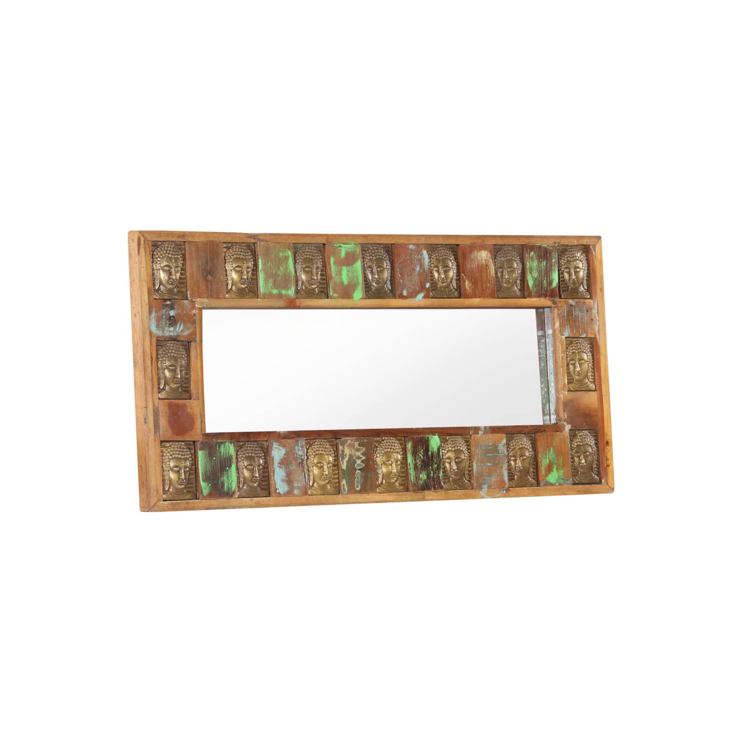 vidaXL Mirror with Buddha Cladding 43.3"x19.7" Solid Reclaimed Wood