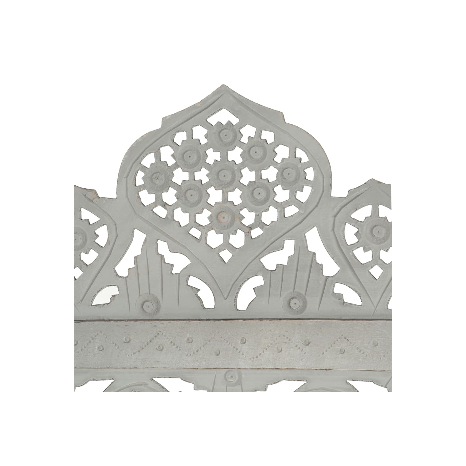 vidaXL Hand carved 4-Panel Room Divider Gray 63"x65" Solid Mango Wood