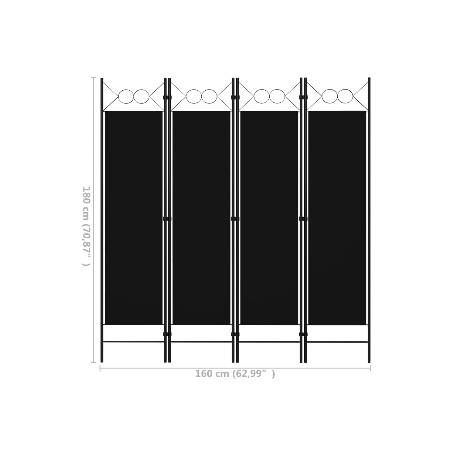 vidaXL 4-Panel Room Divider Black 63"x70.9"