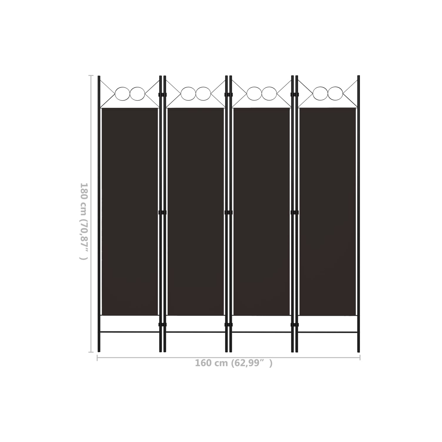 vidaXL 4-Panel Room Divider Brown 63"x70.9"