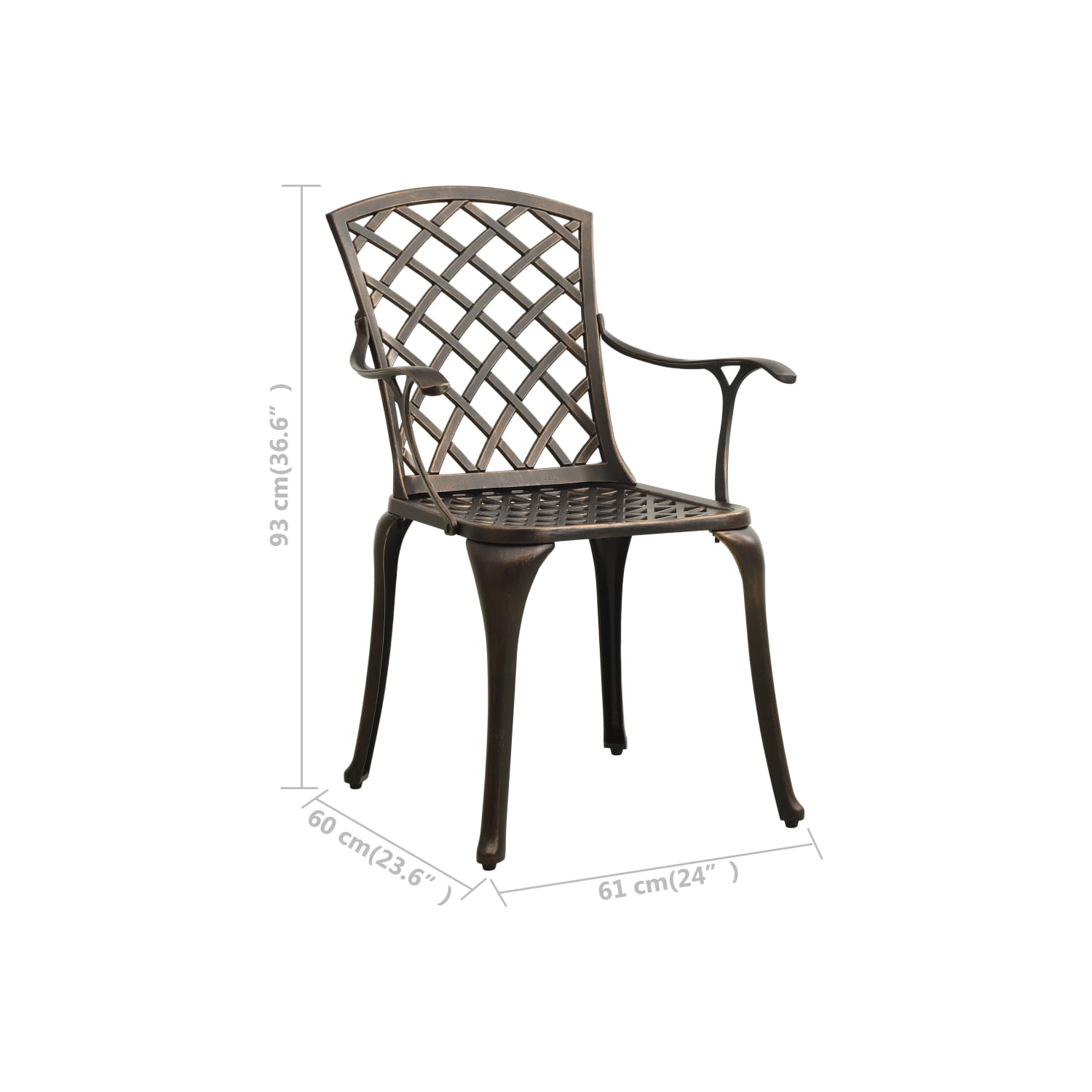 vidaXL Patio Chairs 2 pcs Cast Aluminum Bronze
