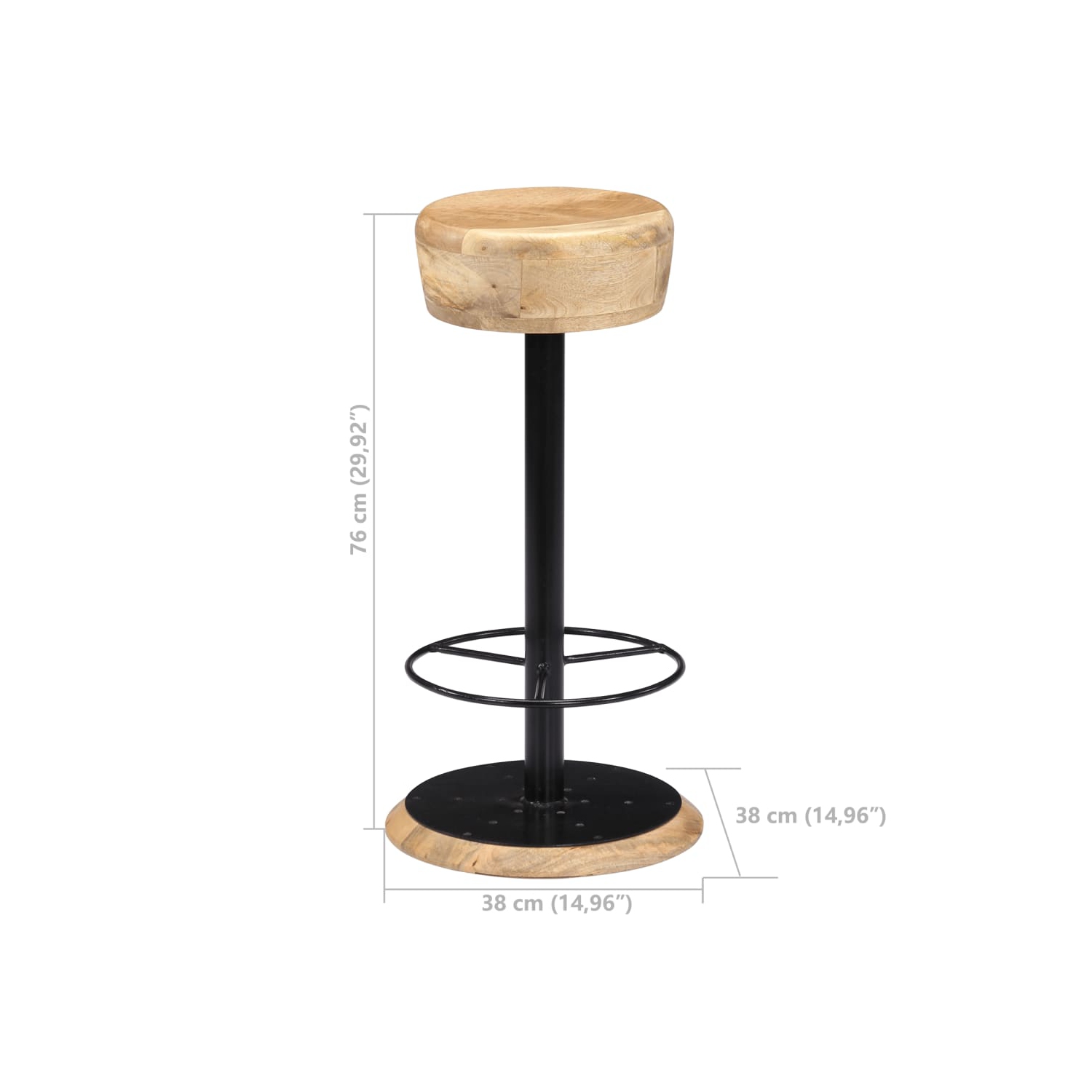 vidaXL Bar Stools 2 pcs Solid Mango Wood
