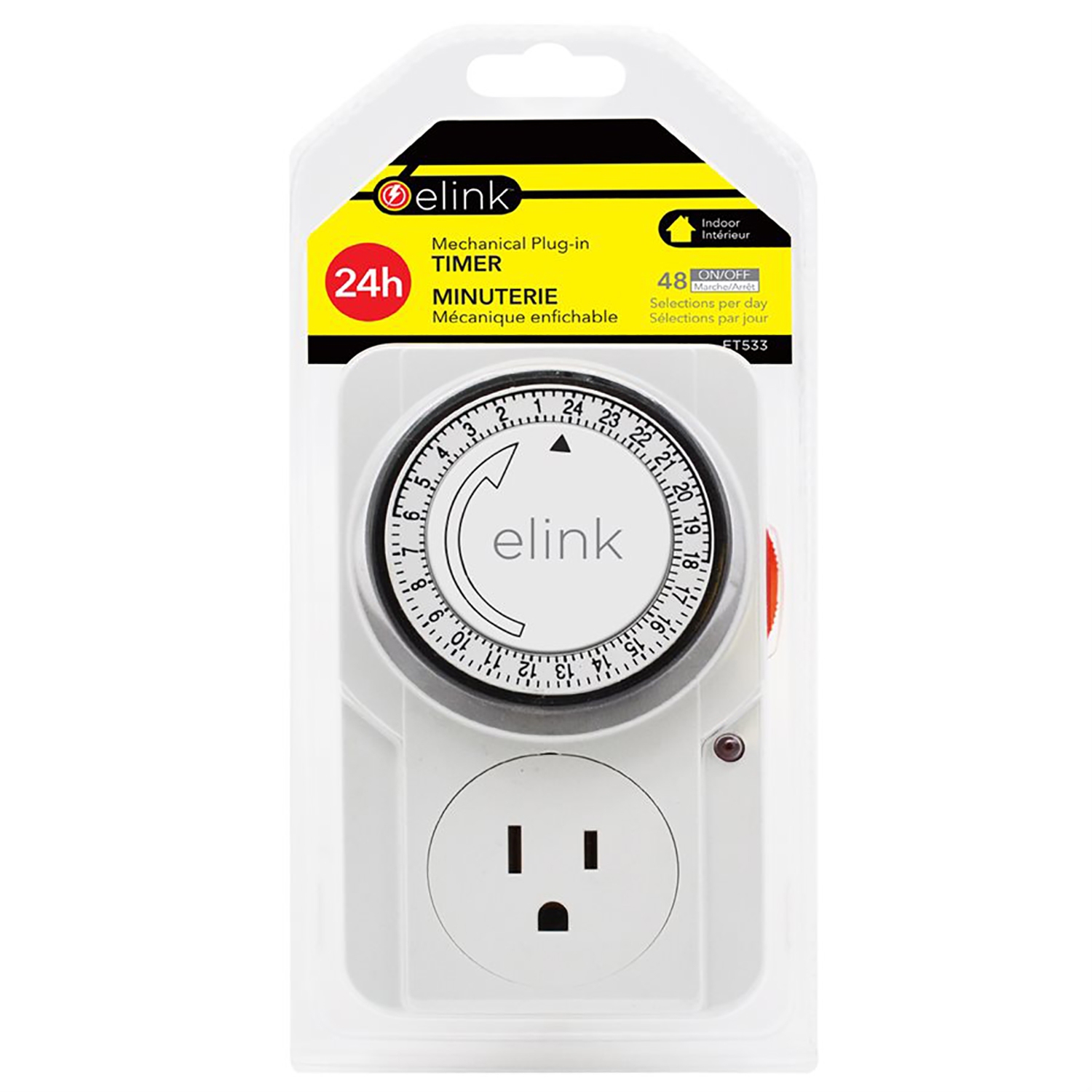 Elink - Plug-in Mechanical Timer, 48 On/Off Selections per Day, White