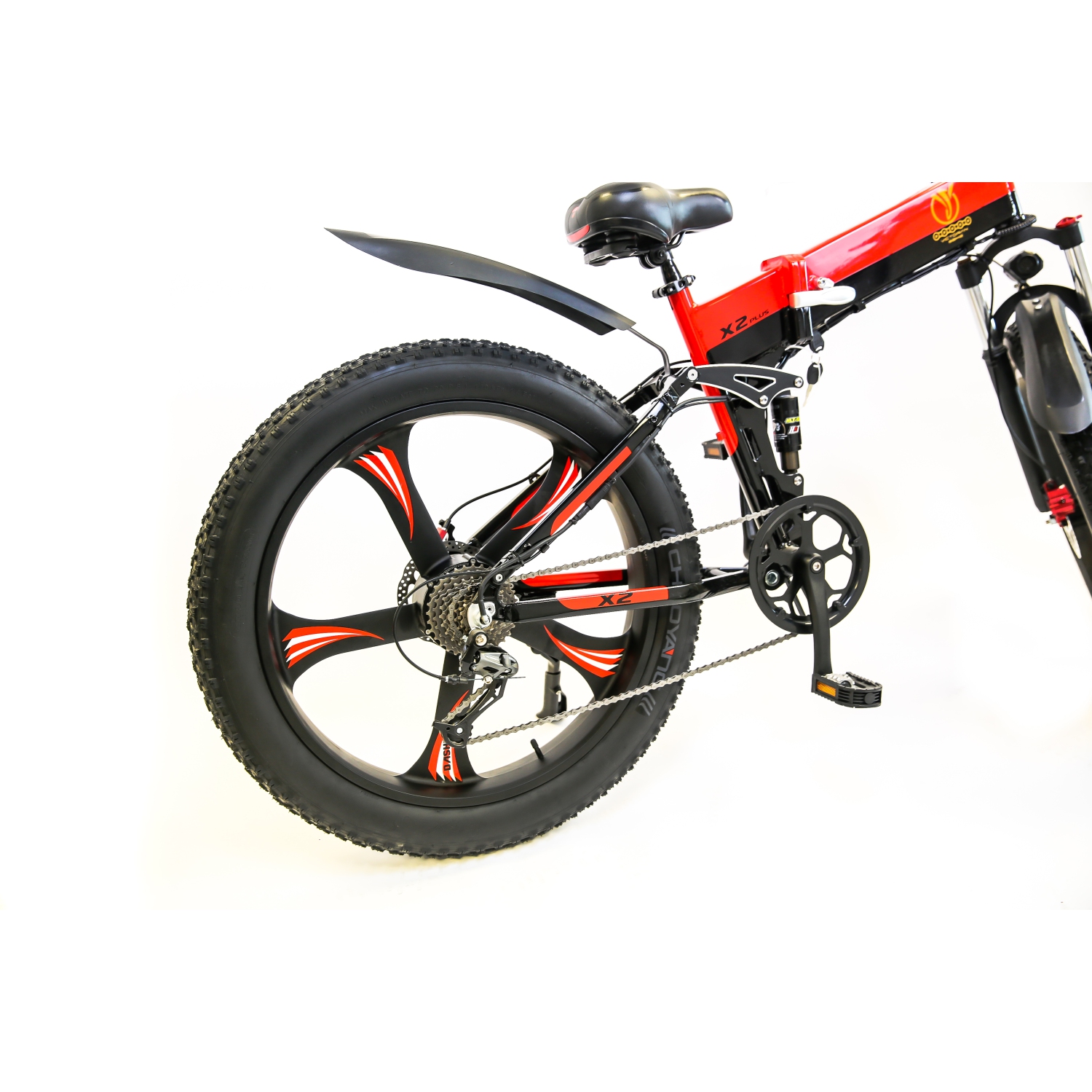 Vélo électrique pliant à gros pneus de 1000 W, rebord à 5 rayons victorien de Panasonic X2 plus - Rouge