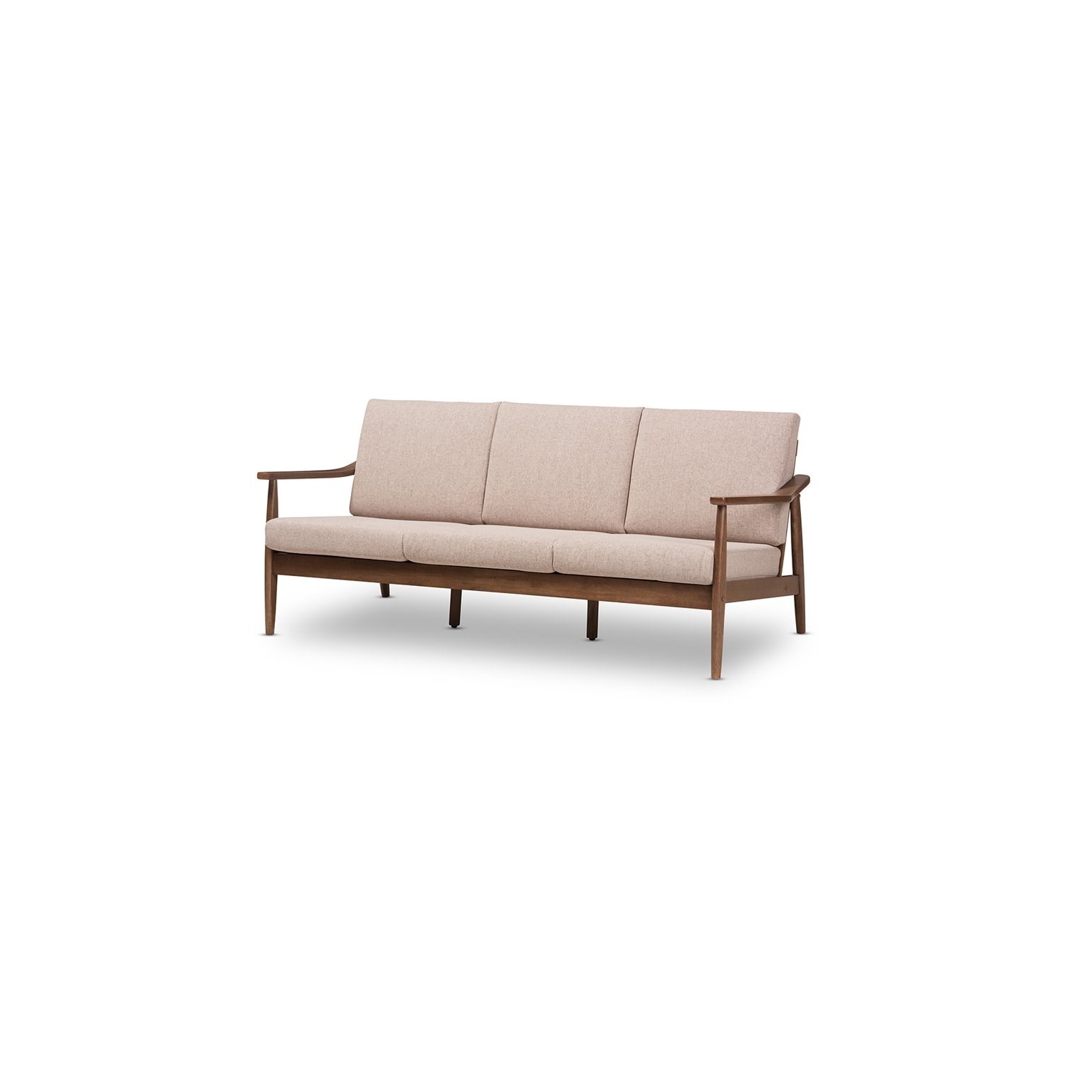 Bowery Hill Fabric Sofa in Light Brown and Walnut Brown