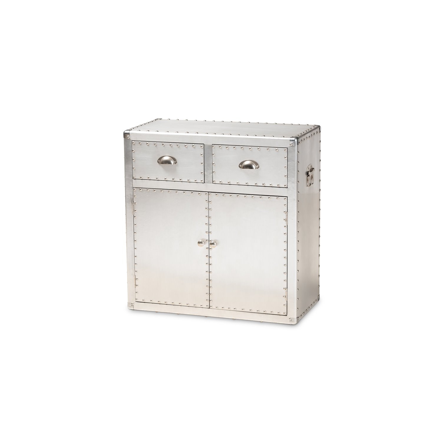 Bowery Hill Silver Metal 2-Door Accent Storage Cabinet