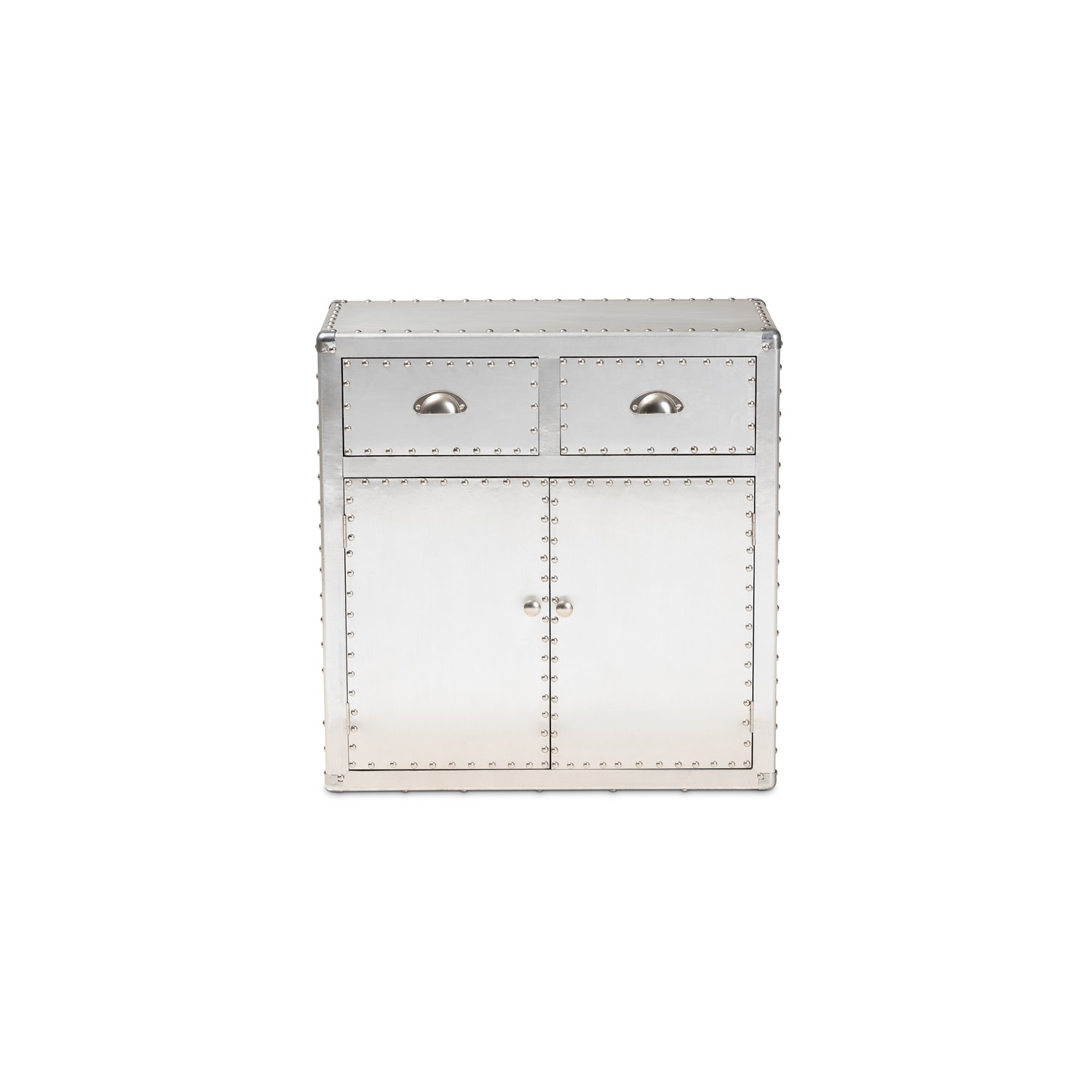 Bowery Hill Silver Metal 2-Door Accent Storage Cabinet