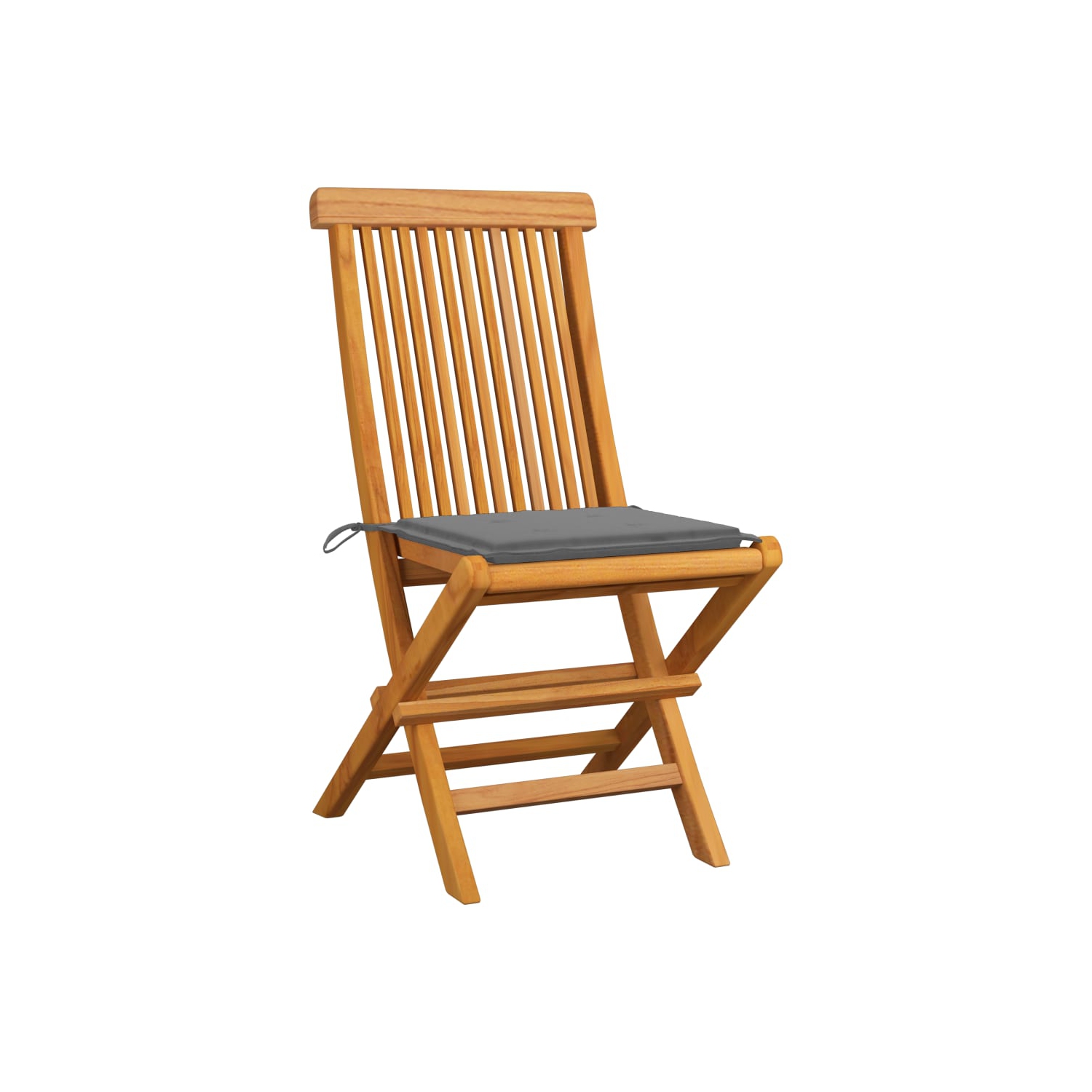 vidaXL Patio Chairs with Gray Cushions 4 pcs Solid Teak Wood