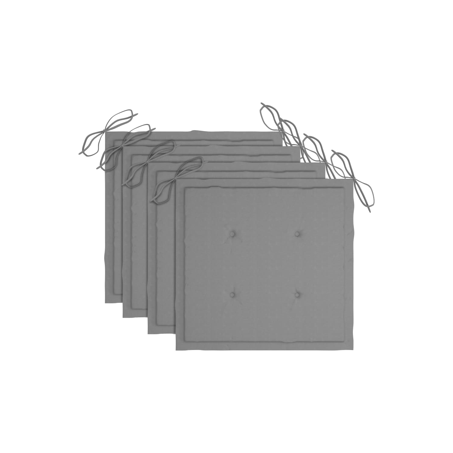 vidaXL Patio Chairs with Gray Cushions 4 pcs Solid Teak Wood