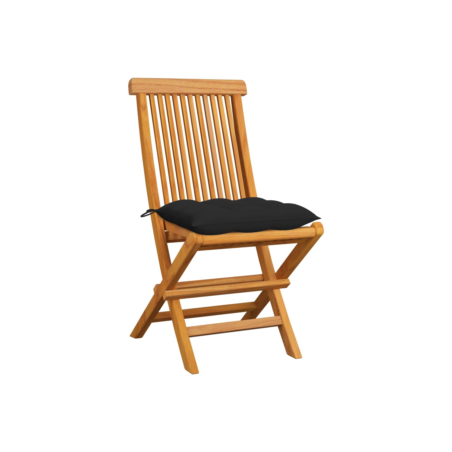 vidaXL Patio Chairs with Black Cushions 6 pcs Solid Teak Wood