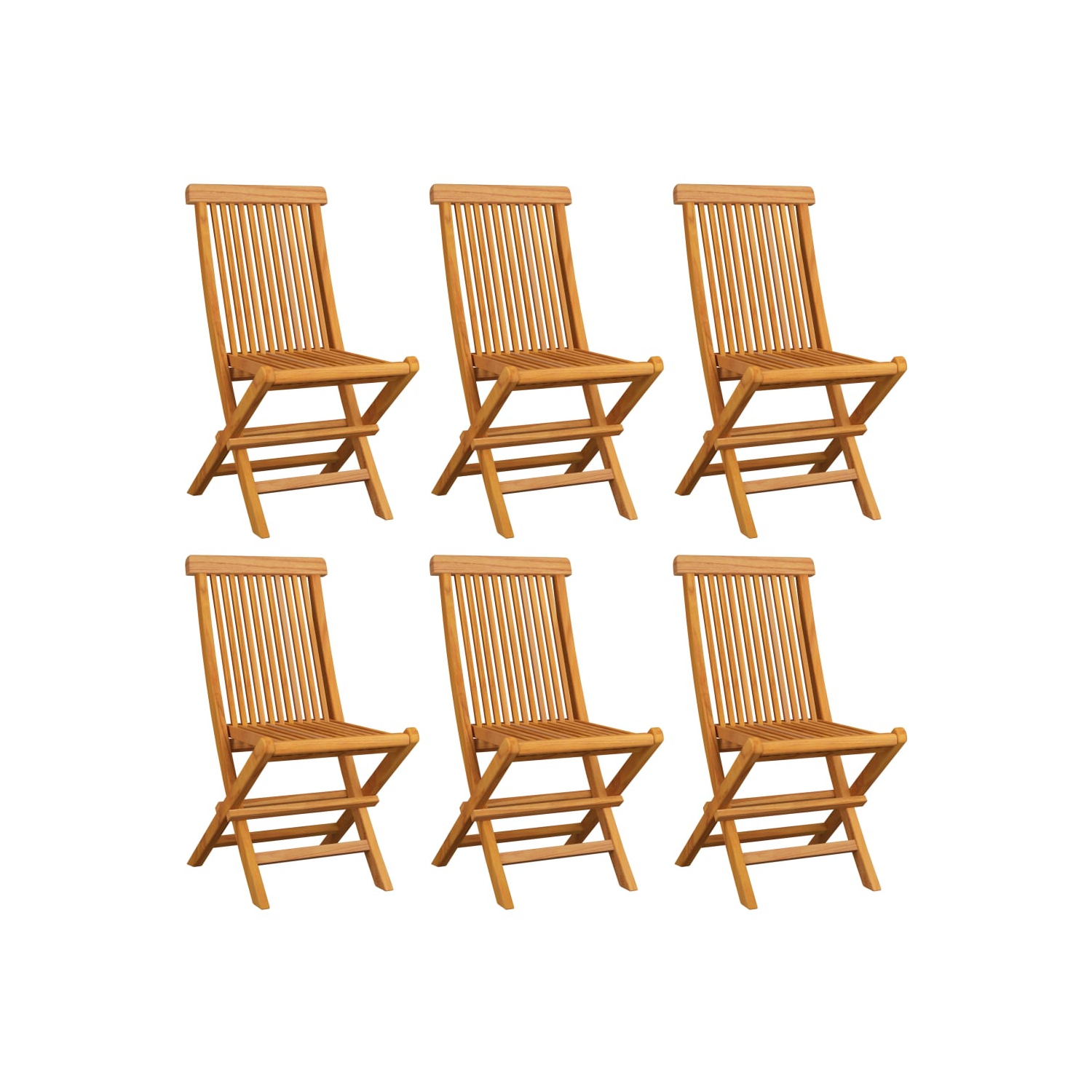 vidaXL Patio Chairs with Black Cushions 6 pcs Solid Teak Wood