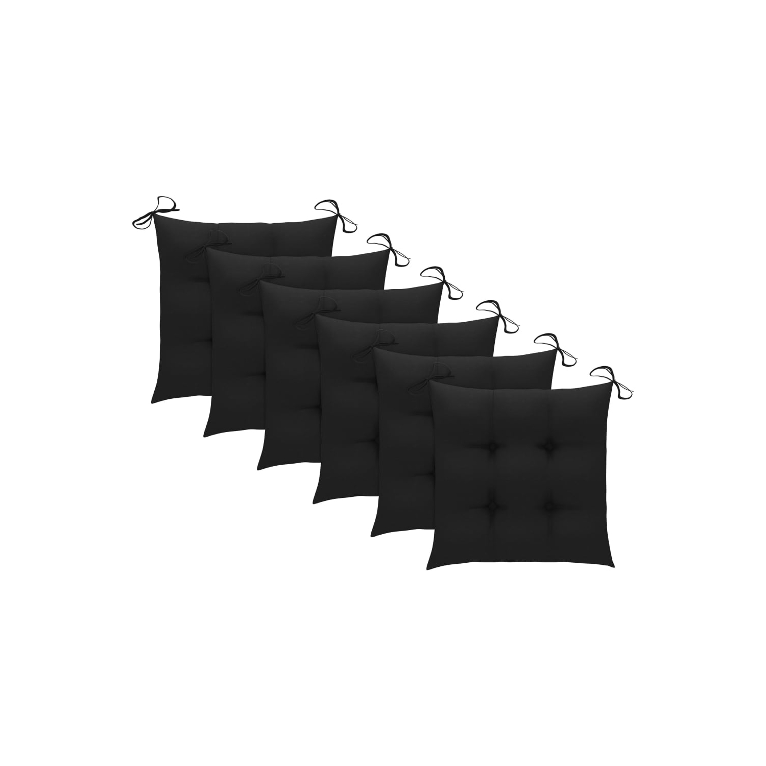 vidaXL Patio Chairs with Black Cushions 6 pcs Solid Teak Wood