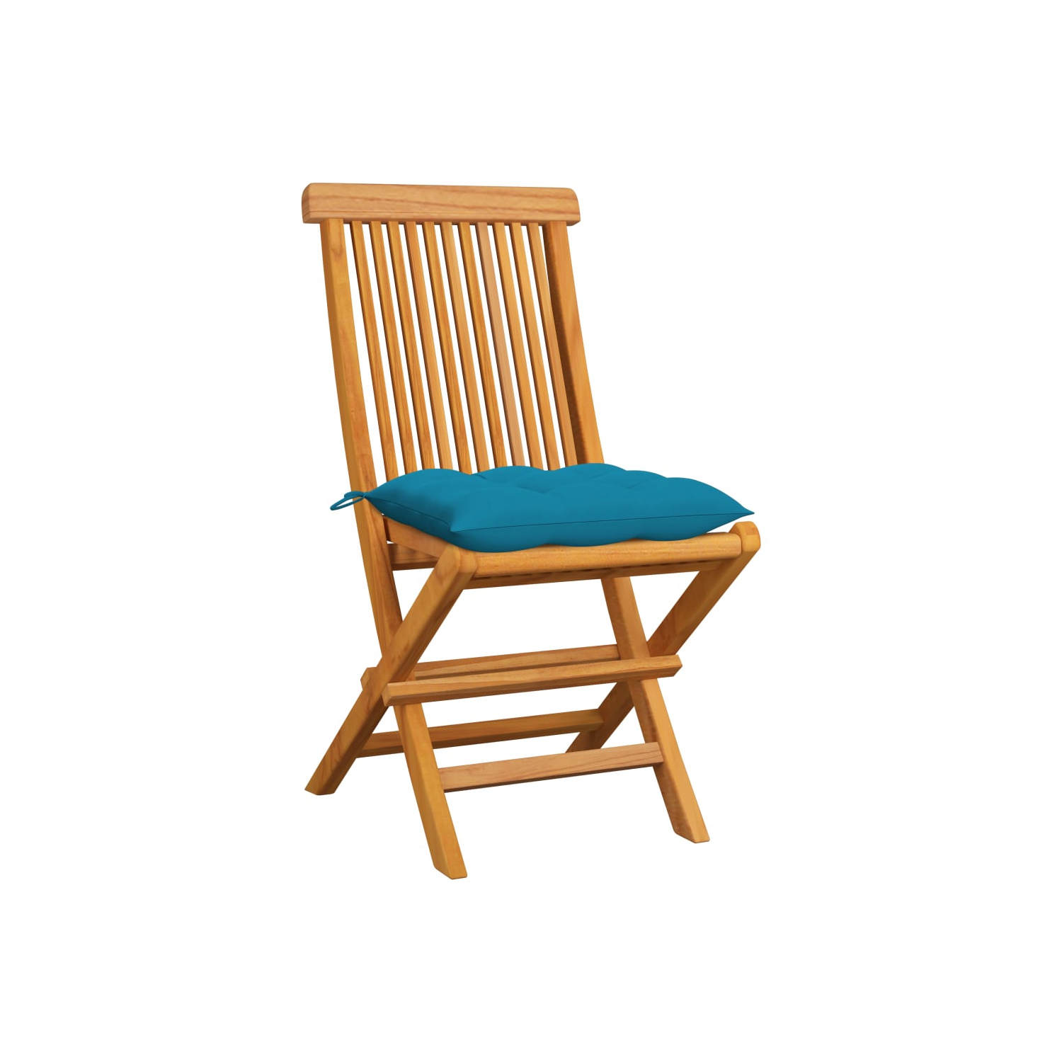 vidaXL Patio Chairs with Light Blue Cushions 6 pcs Solid Teak Wood