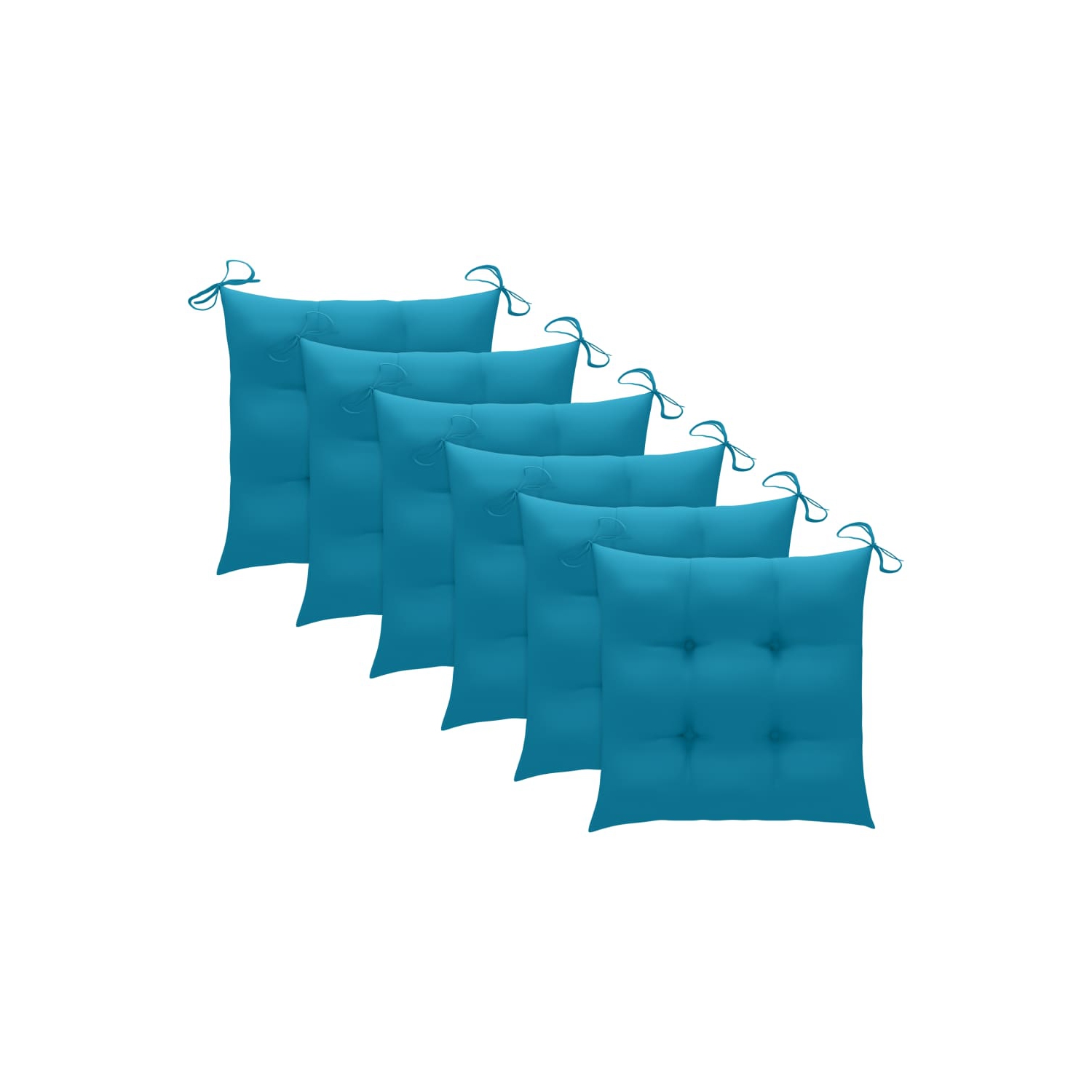 vidaXL Patio Chairs with Light Blue Cushions 6 pcs Solid Teak Wood