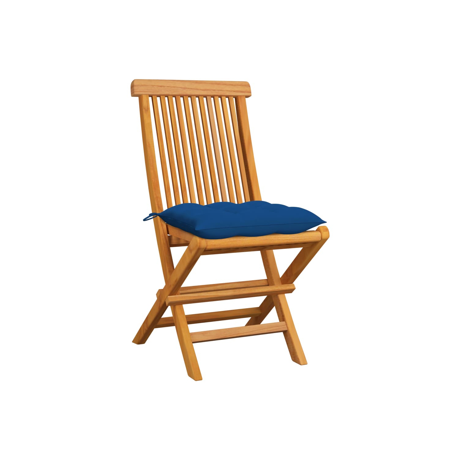 vidaXL Patio Chairs with Blue Cushions 6 pcs Solid Teak Wood