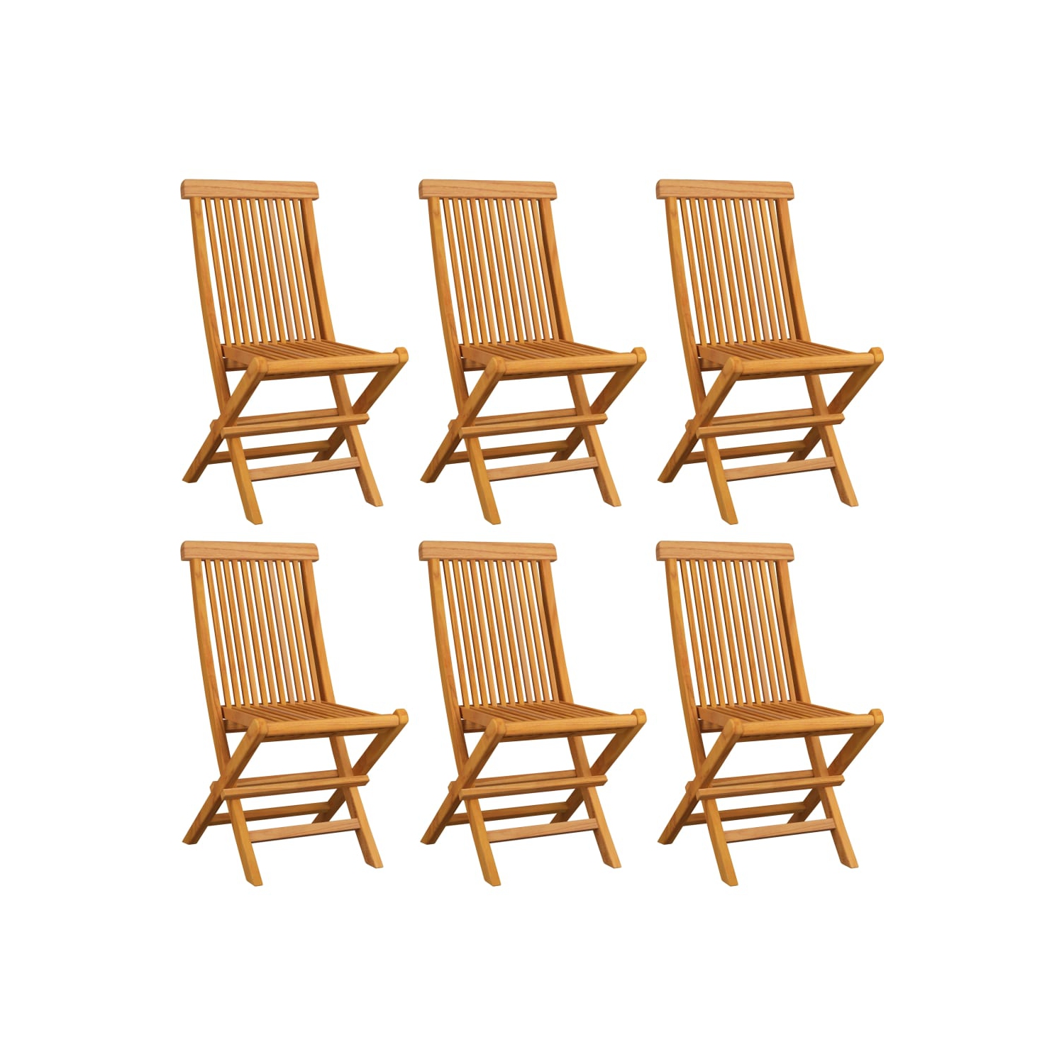 vidaXL Patio Chairs with Blue Cushions 6 pcs Solid Teak Wood