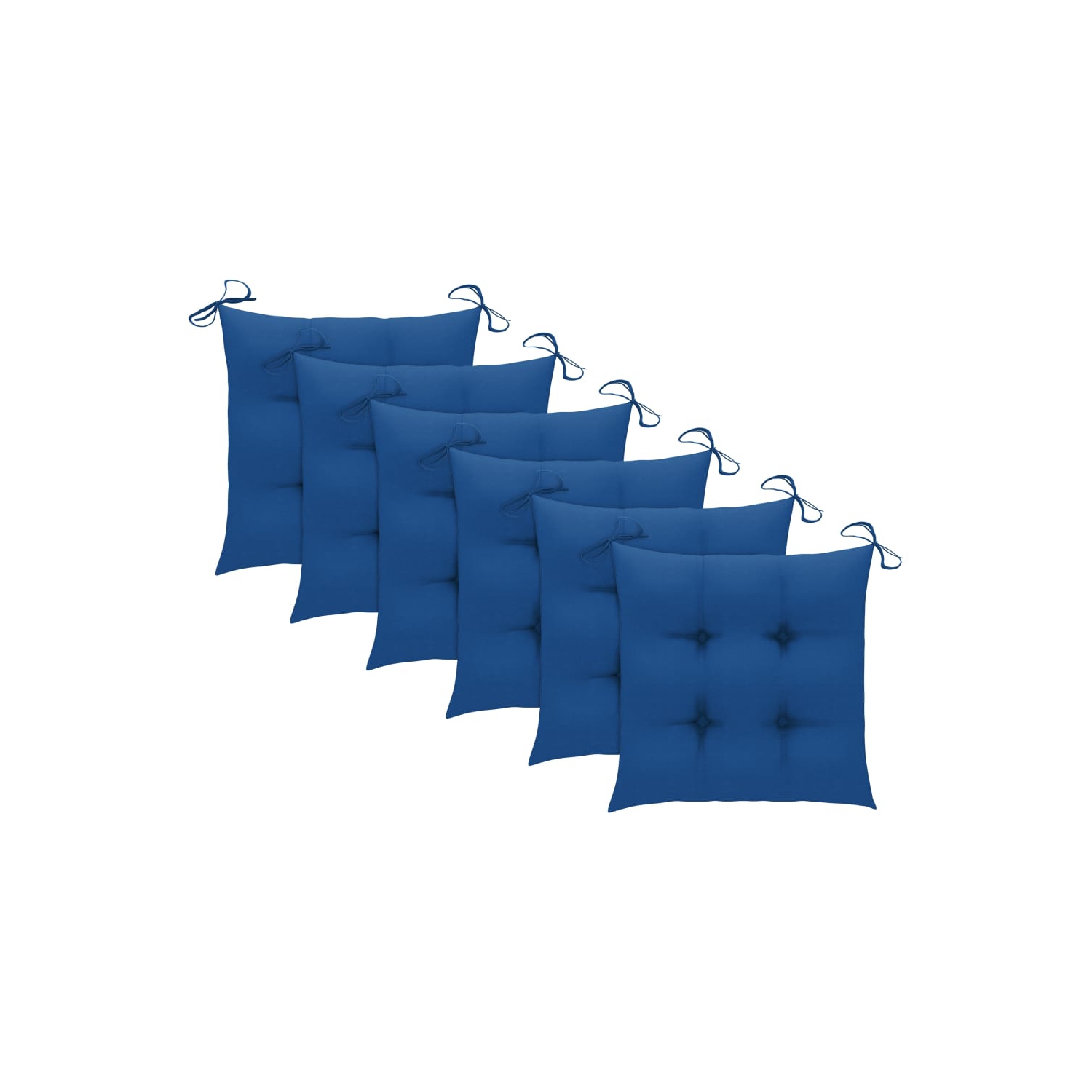 vidaXL Patio Chairs with Blue Cushions 6 pcs Solid Teak Wood