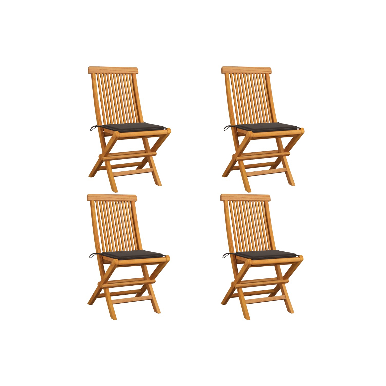 vidaXL Patio Chairs with Taupe Cushions 4 pcs Solid Teak Wood