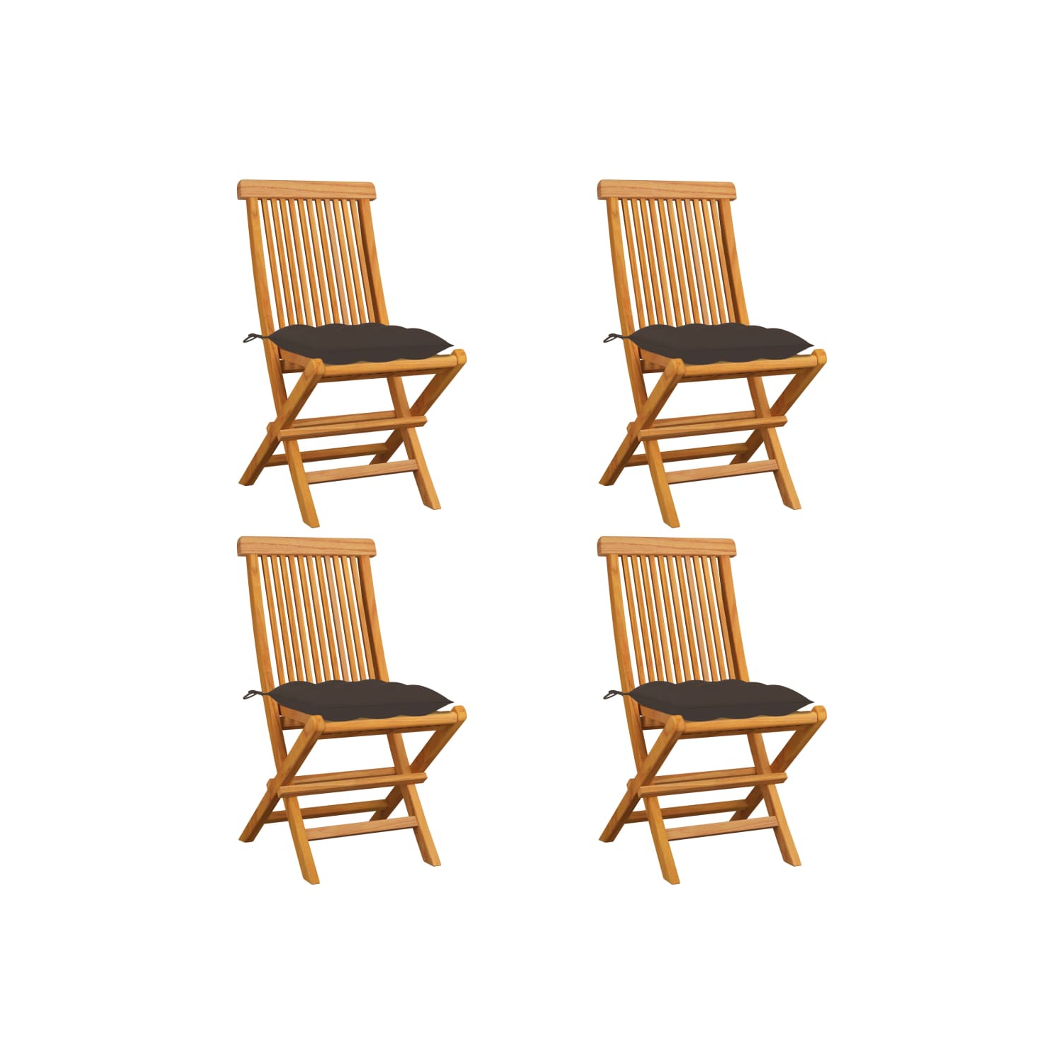 vidaXL Patio Chairs with Taupe Cushions 4 pcs Solid Teak Wood