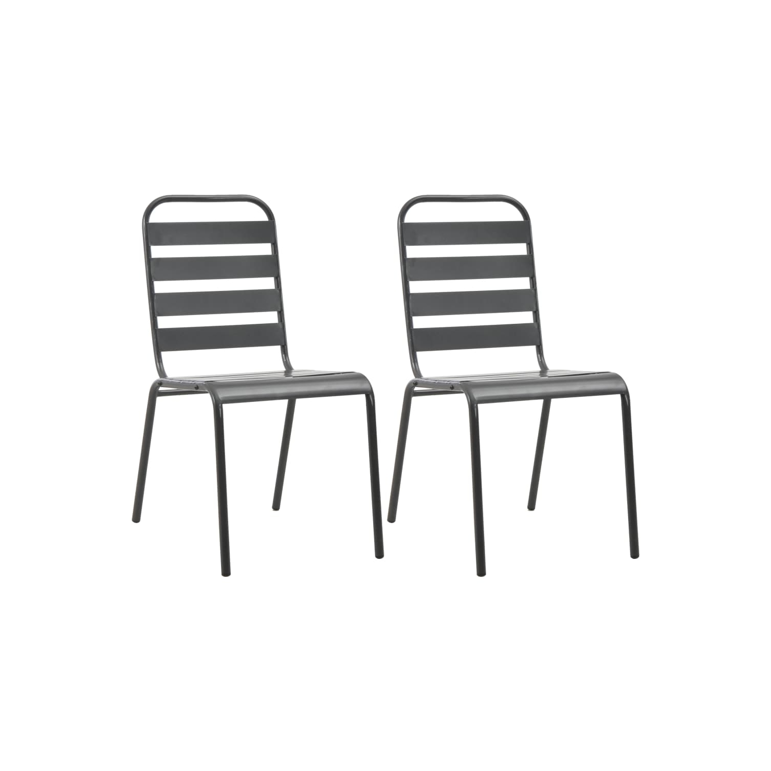 vidaXL Stackable Patio Chairs 2 pcs Steel Gray