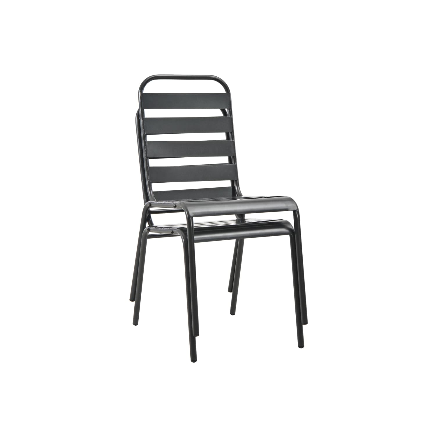vidaXL Stackable Patio Chairs 2 pcs Steel Gray