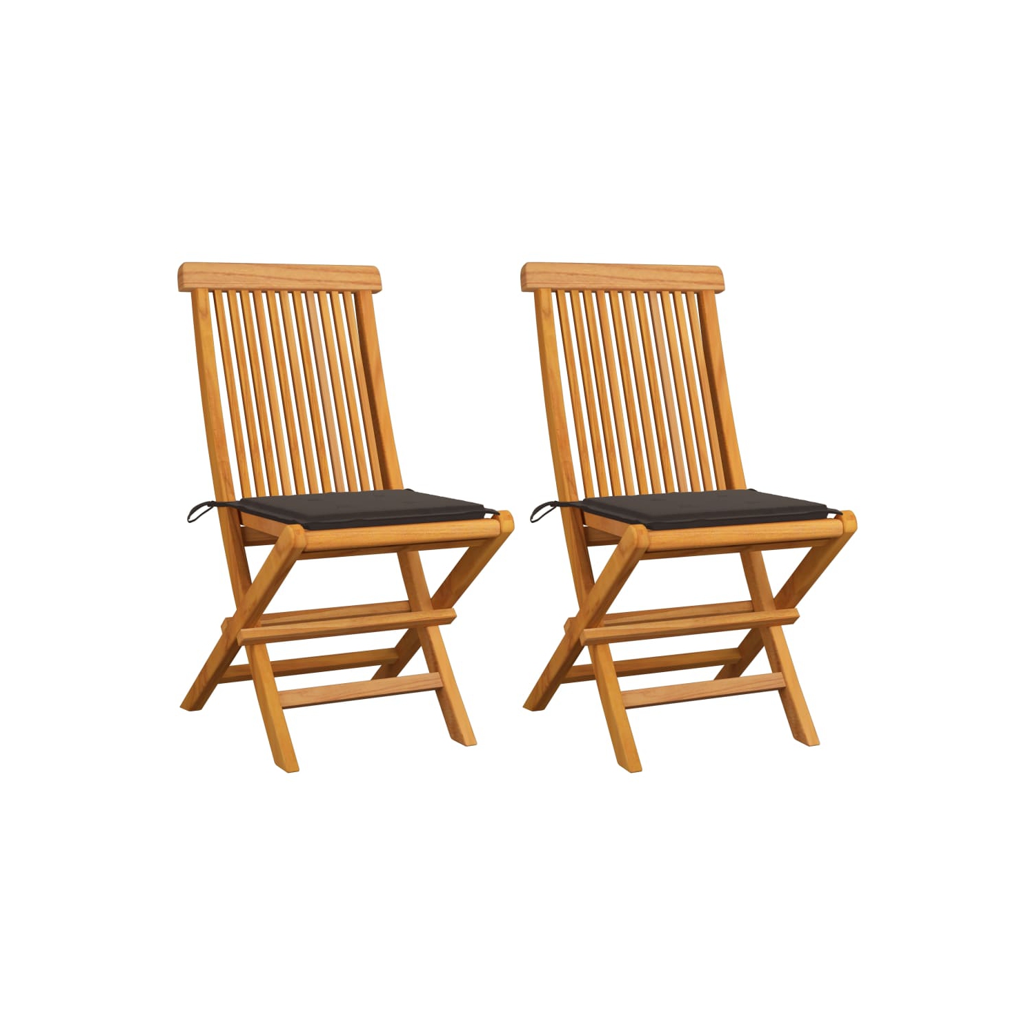 vidaXL Patio Chairs with Taupe Cushions 2 pcs Solid Teak Wood
