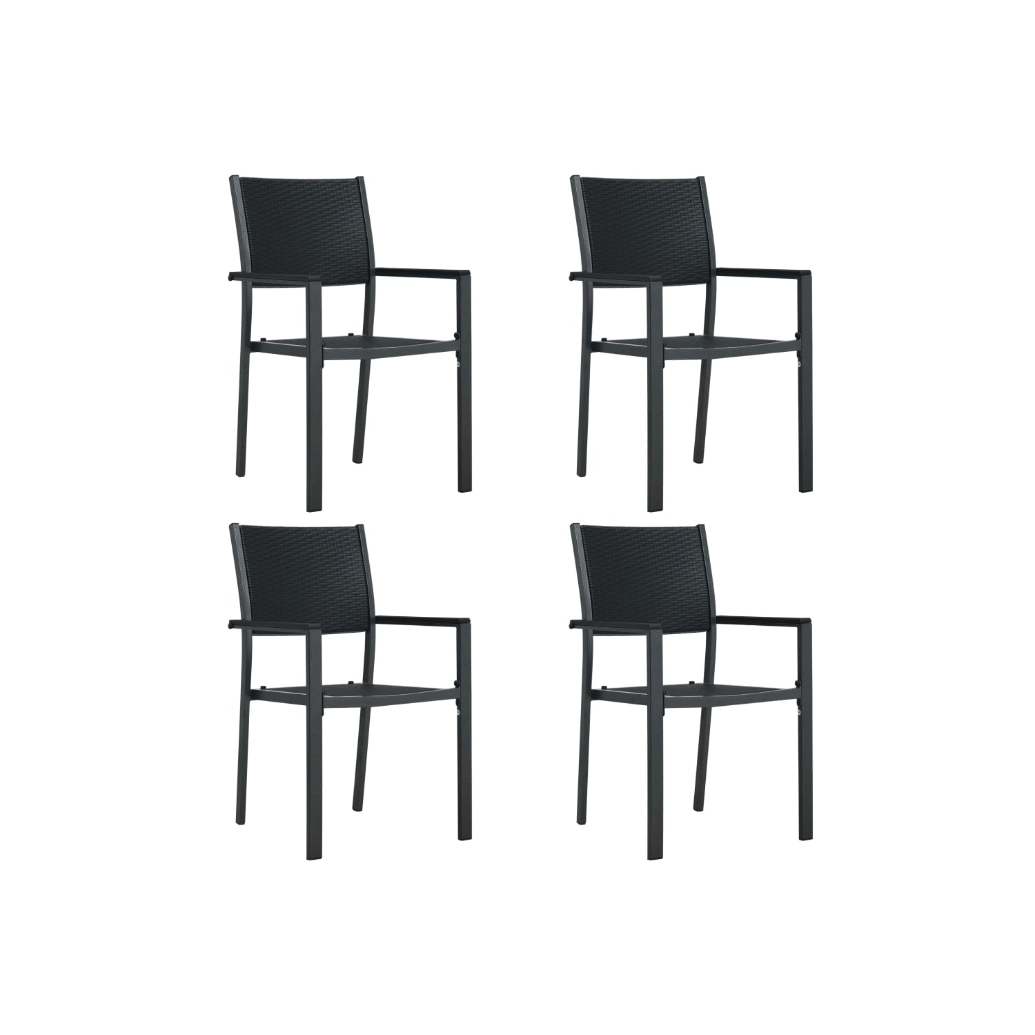 vidaXL Patio Chairs 4 pcs Black Plastic Rattan Look