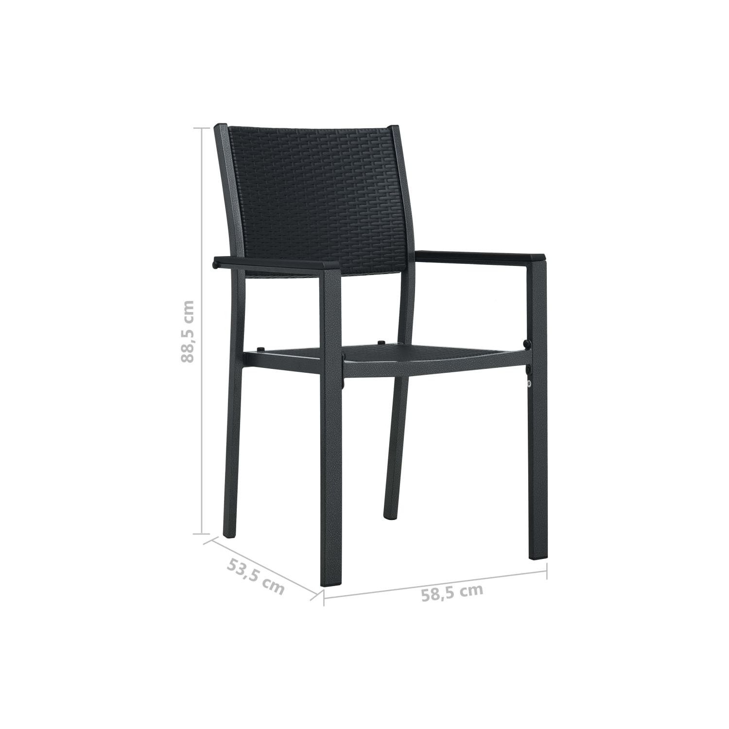 vidaXL Patio Chairs 4 pcs Black Plastic Rattan Look