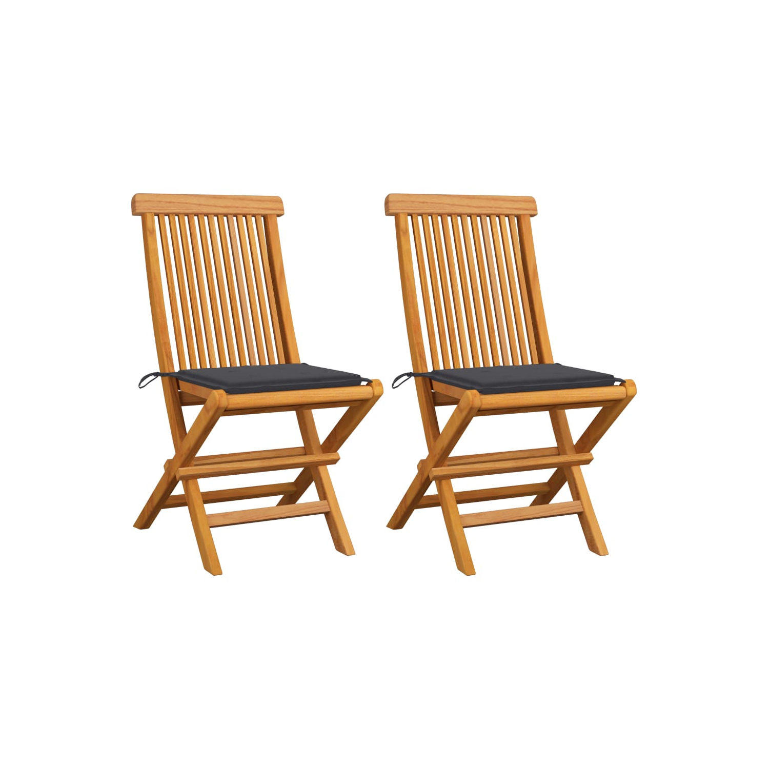 vidaXL Patio Chairs with Anthracite Cushions 2 pcs Solid Teak Wood