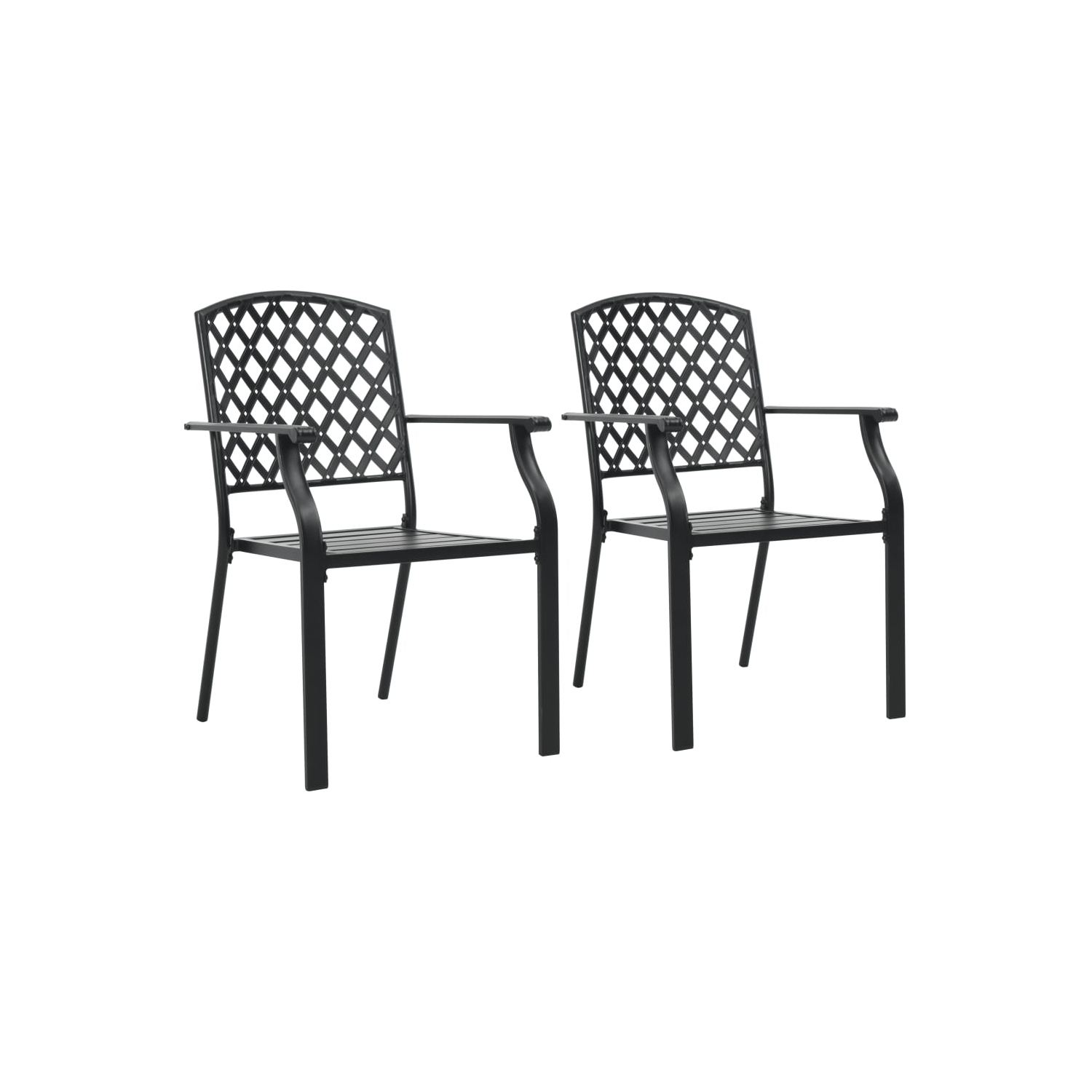 vidaXL Stackable Patio Chairs 2 pcs Steel Black