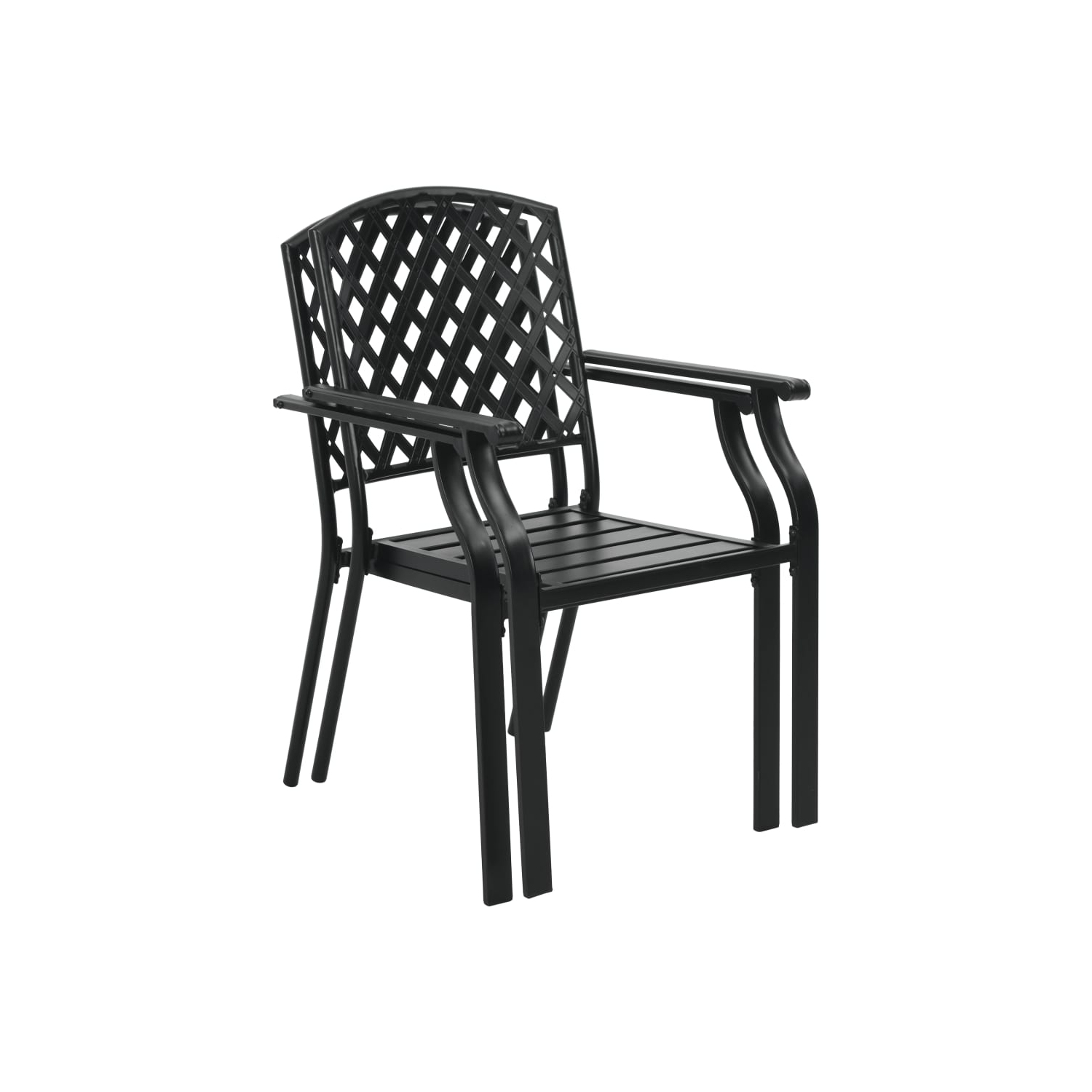 vidaXL Stackable Patio Chairs 2 pcs Steel Black