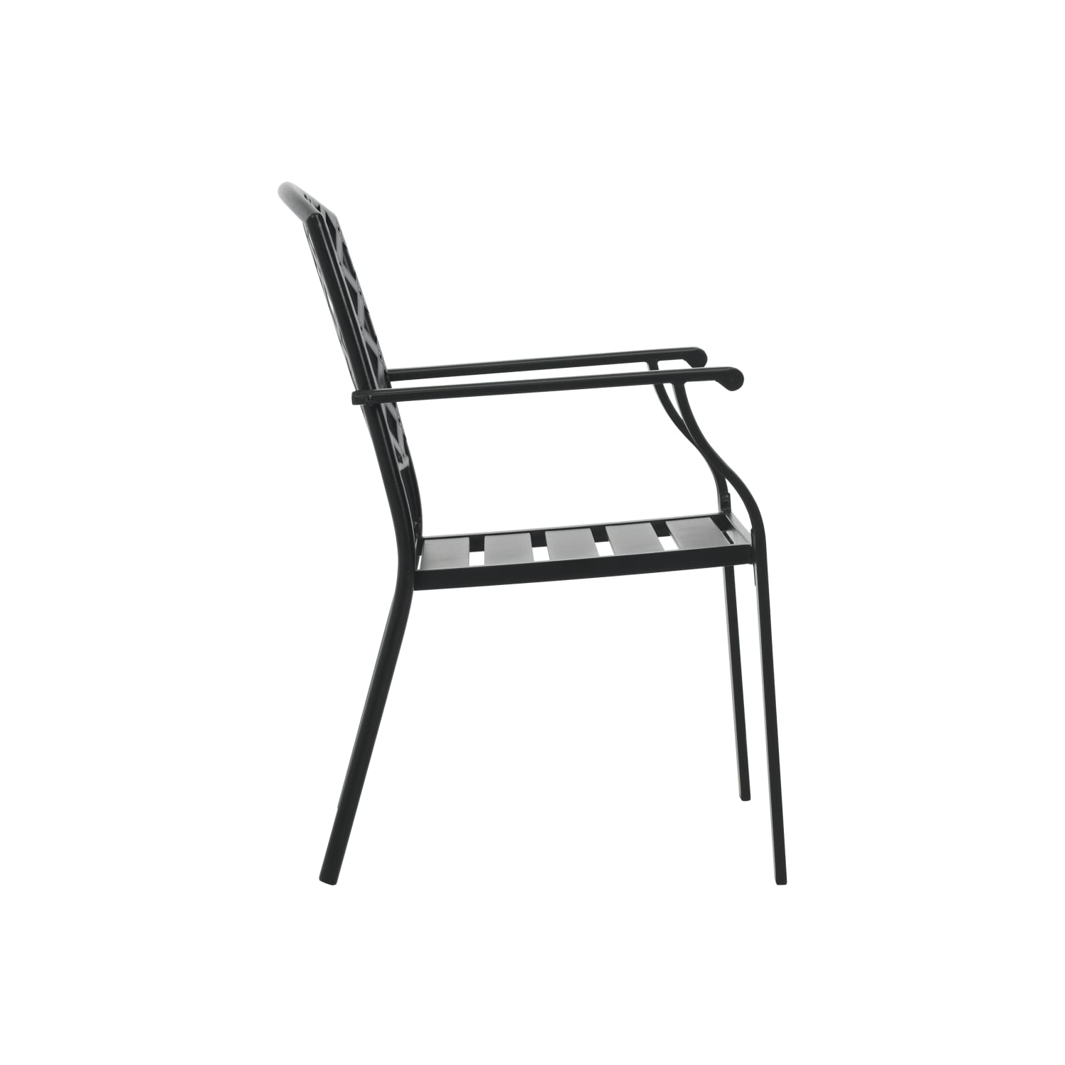 vidaXL Stackable Patio Chairs 2 pcs Steel Black