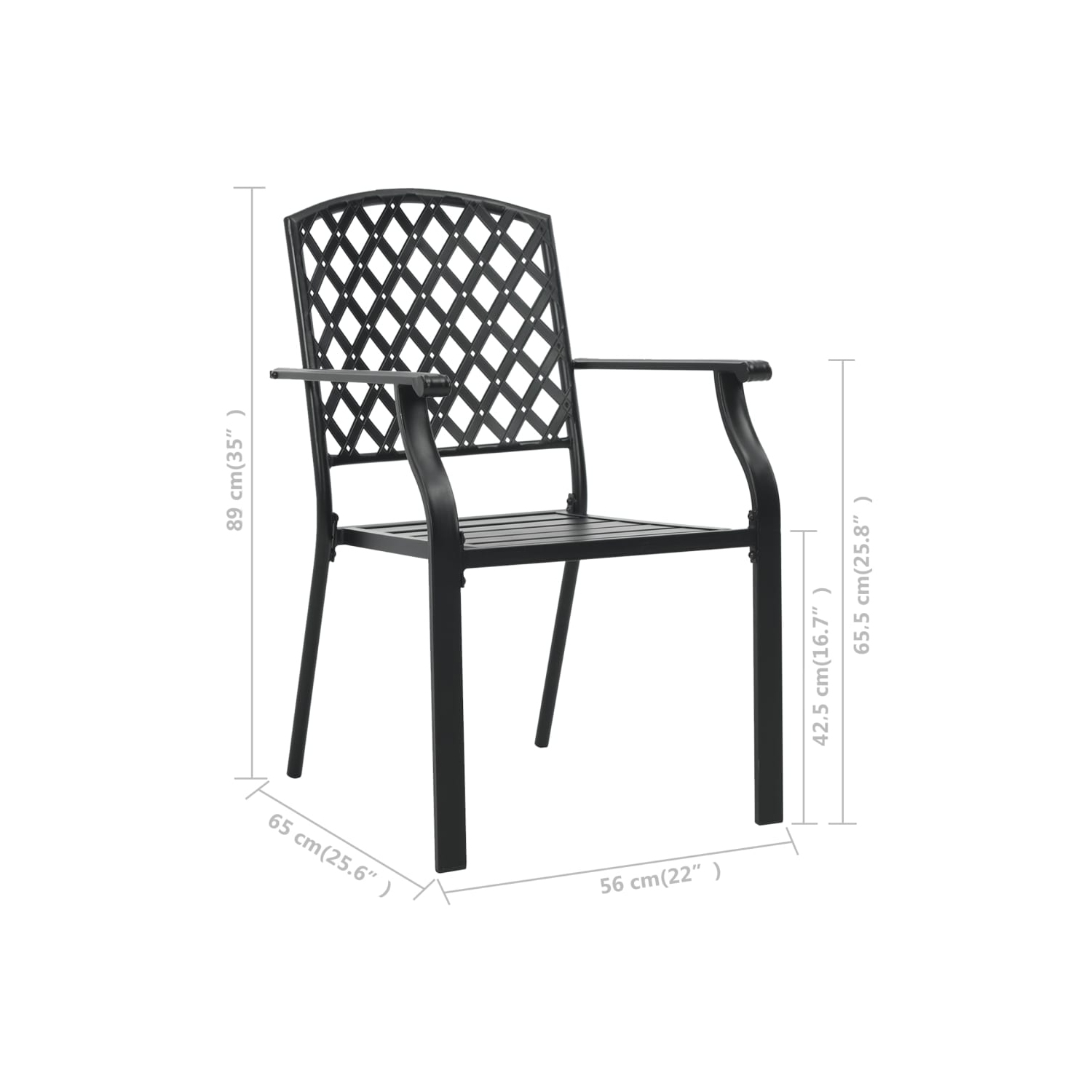 vidaXL Stackable Patio Chairs 2 pcs Steel Black