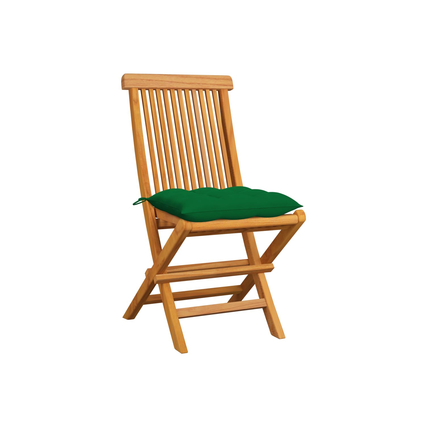 vidaXL Patio Chairs with Green Cushions 6 pcs Solid Teak Wood