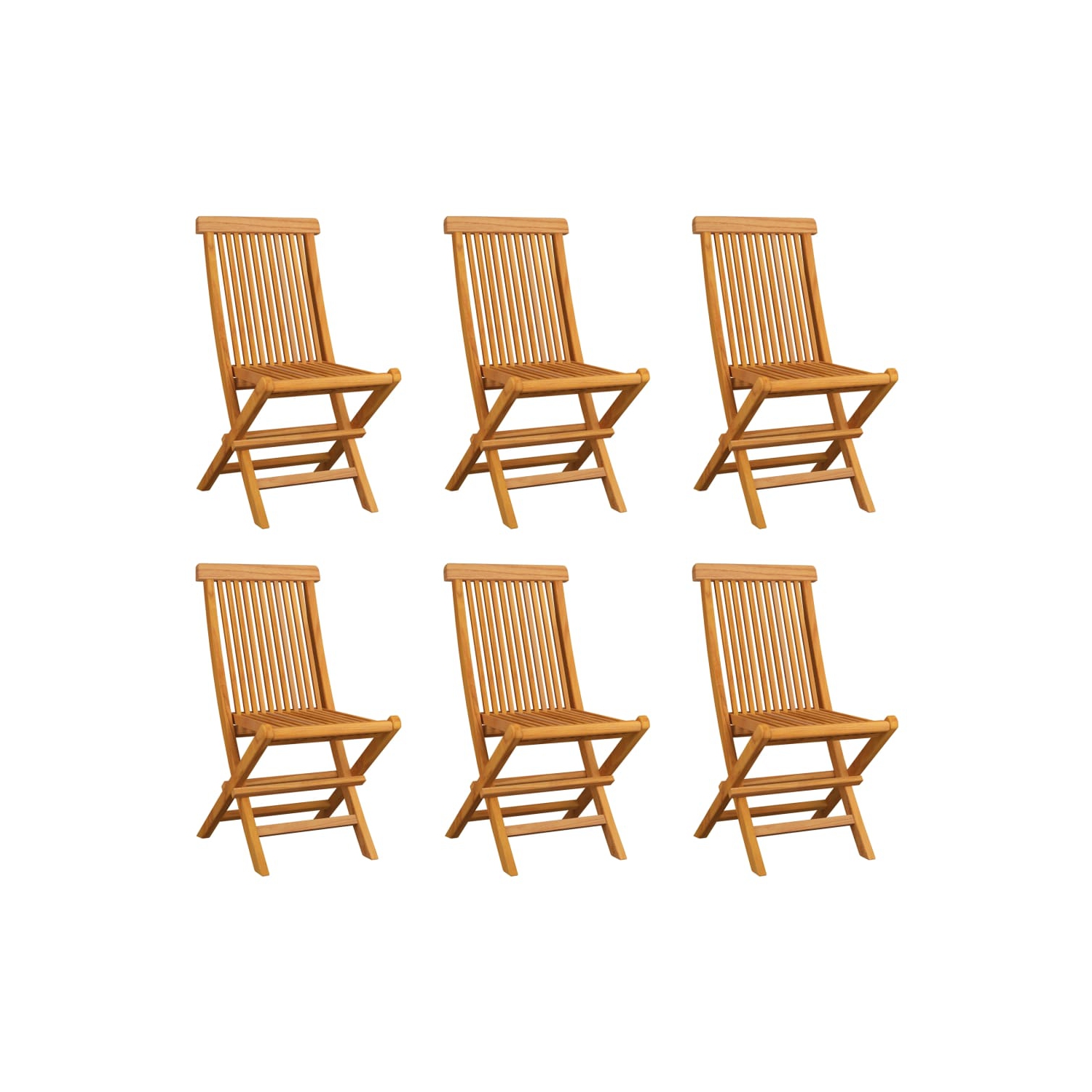 vidaXL Folding Patio Chairs 6 pcs Solid Teak Wood